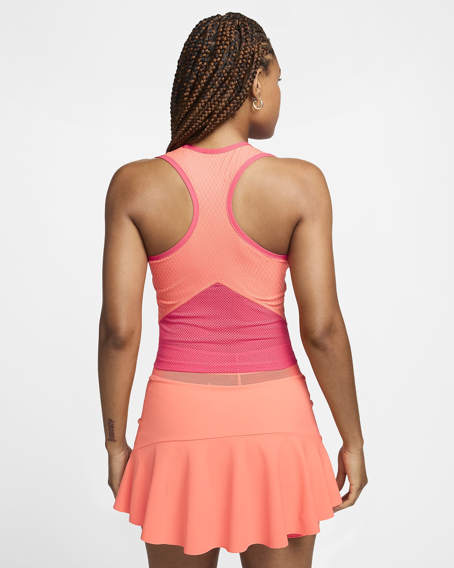 Camisola de ténis sem mangas Dri-FIT NikeCourt Slam para mulher - Light Wild Mango/Rosa Aster/Rosa Aster/Preto