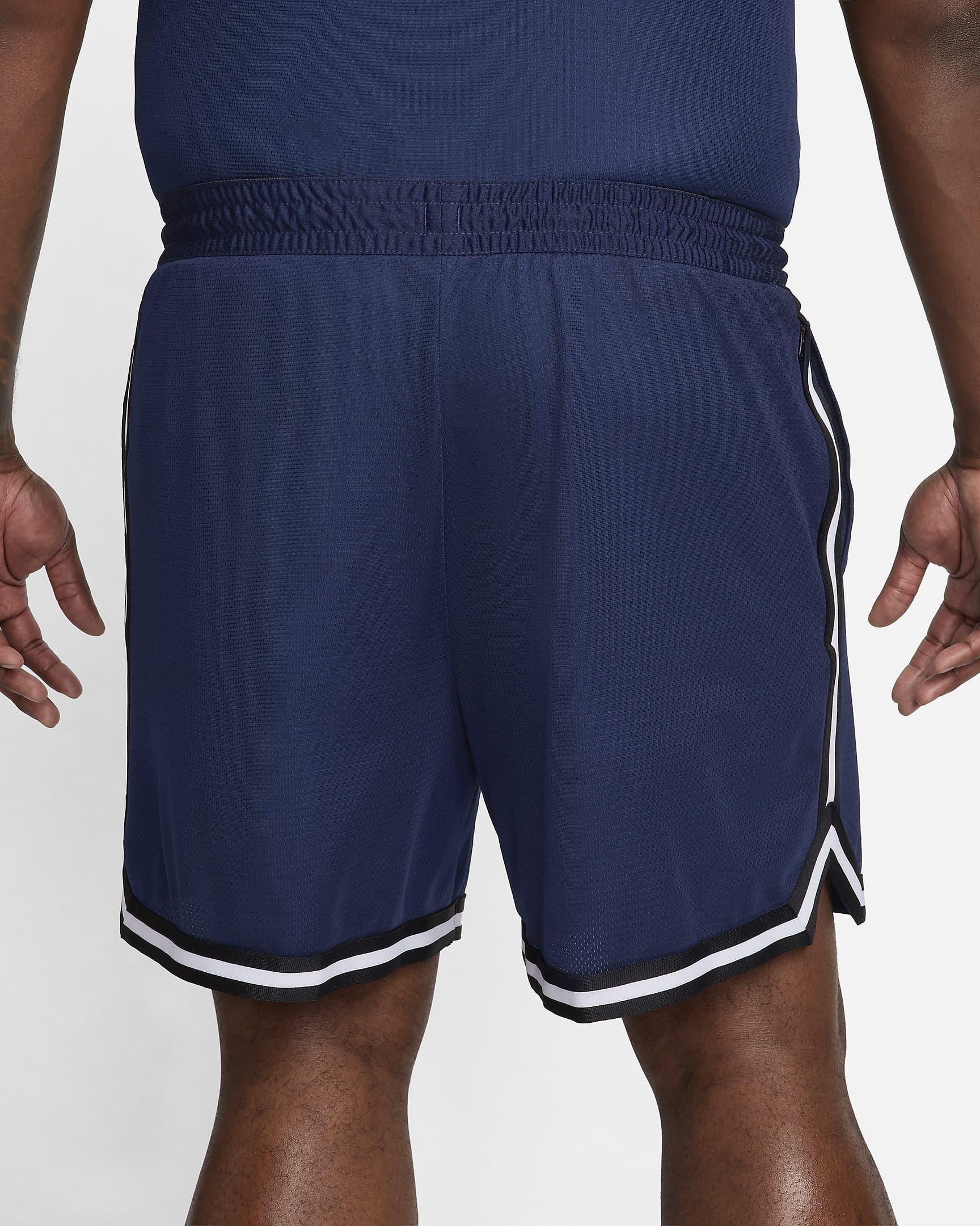 Shorts de básquetbol Dri-FIT de 15 cm para hombre Nike DNA - Azul marino medianoche/Negro/Blanco