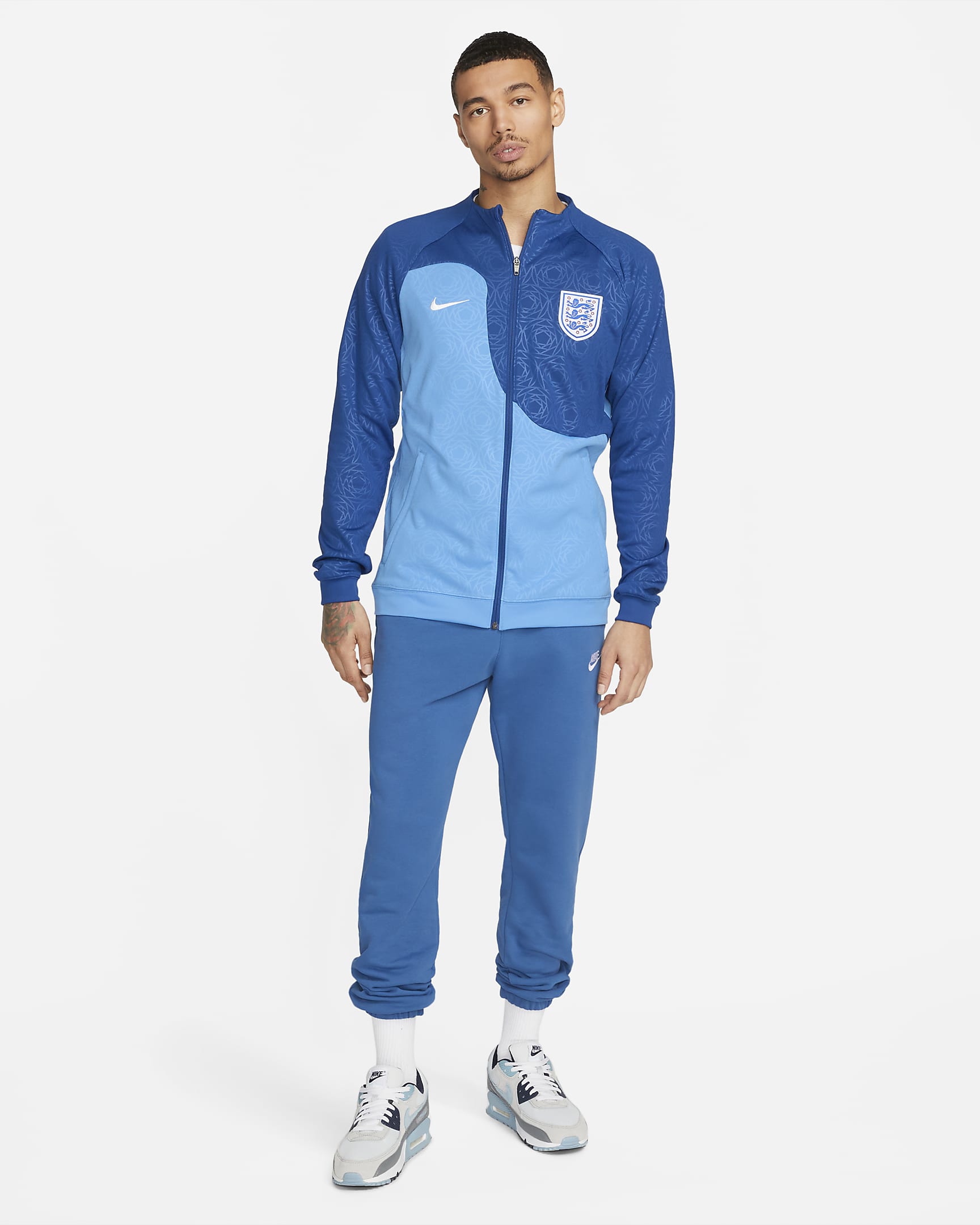 England Academy Pro Men's Anthem Soccer Jacket - Coast/Gym Blue/Summit White