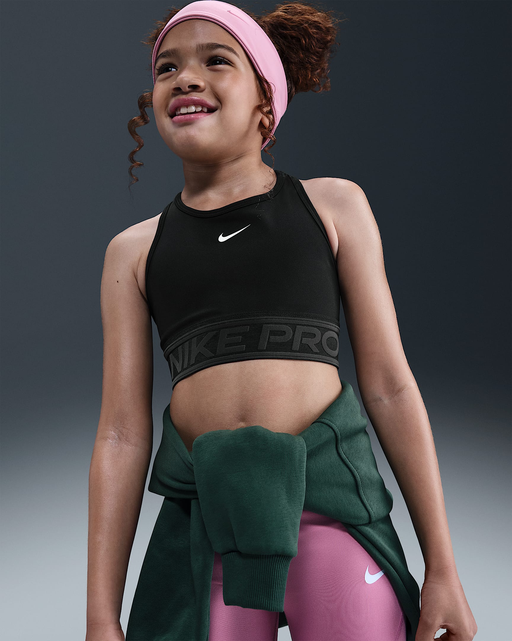 Nike Pro Swoosh Older Kids' (Girls') Sports Bra - Black/White