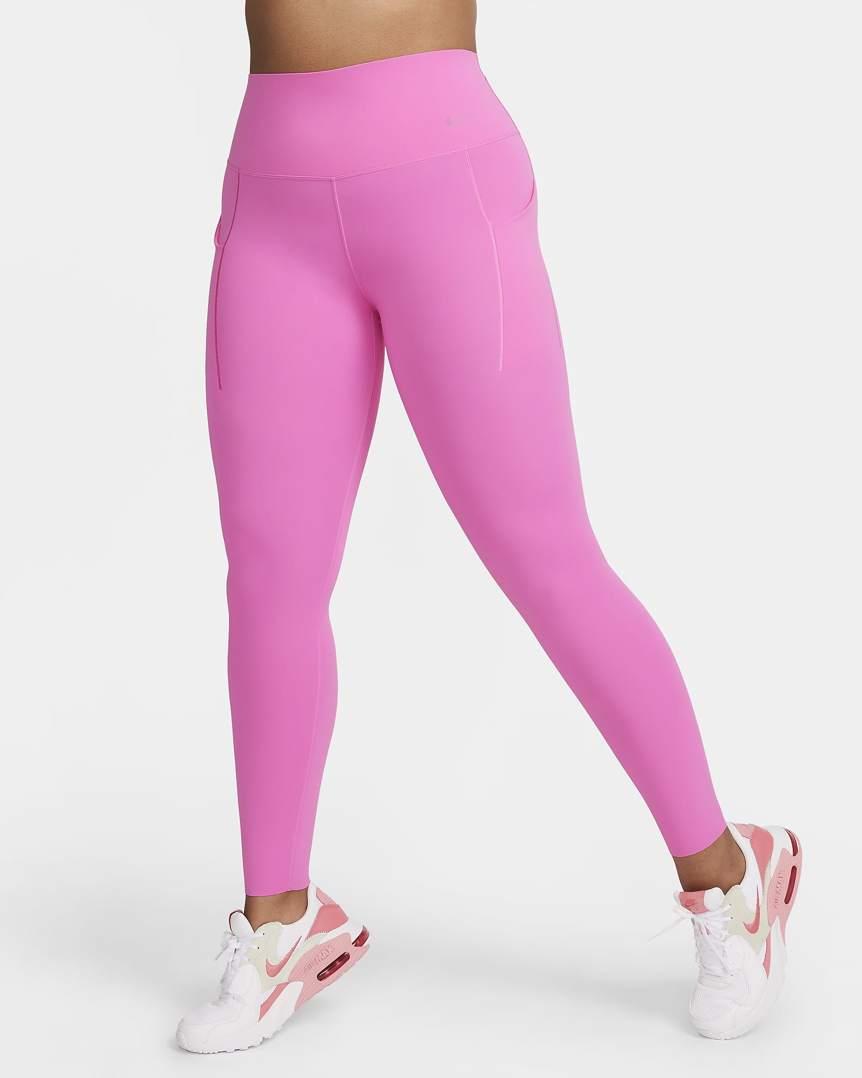 Nike Universa Women's Medium-Support High-Waisted Full-Length Leggings with Pockets - Playful Pink/Black