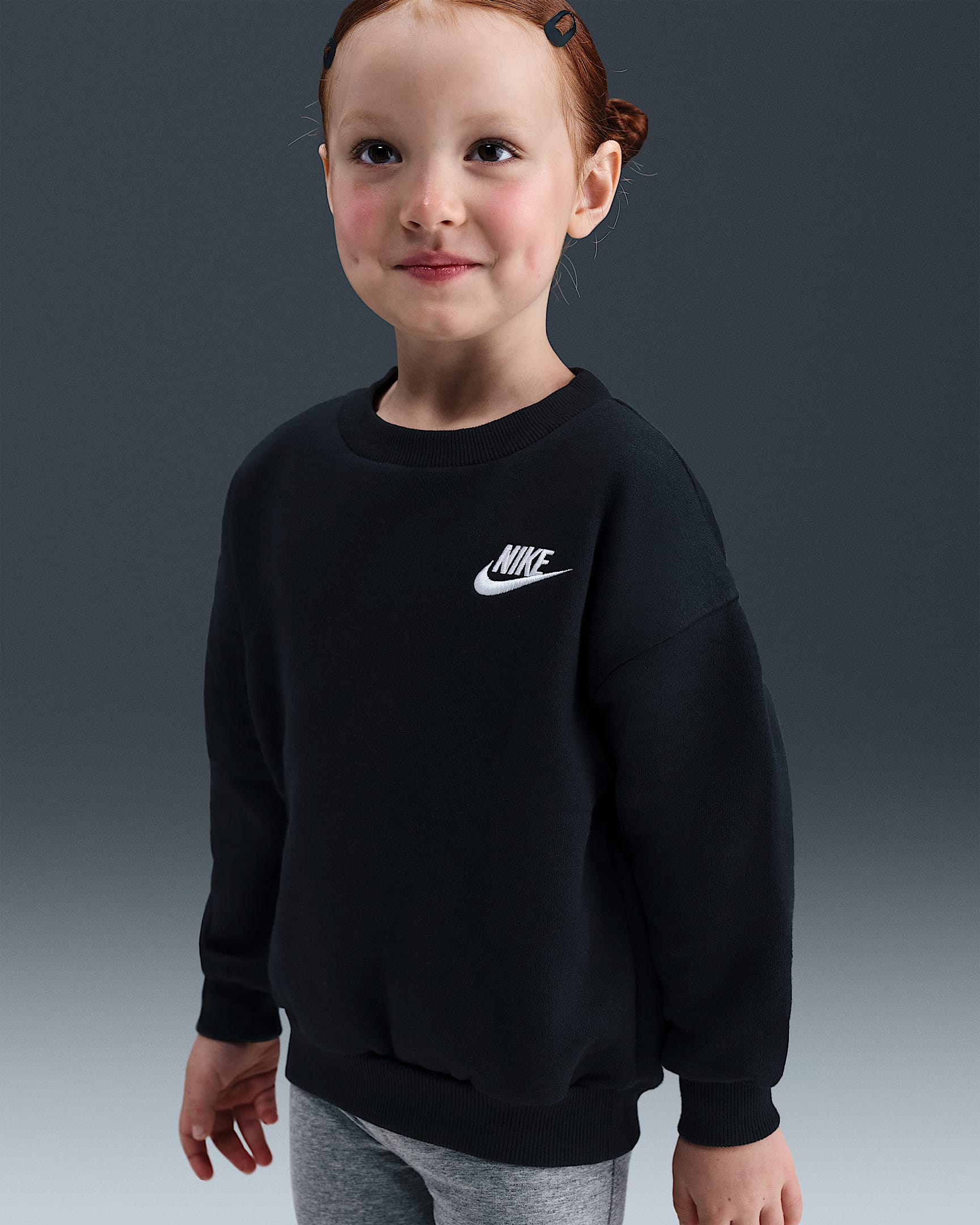 Playera de cuello redondo oversized infantil Nike - Negro