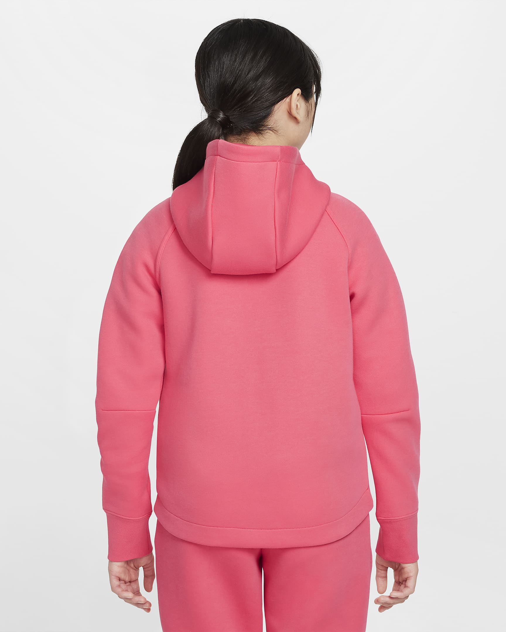 Hoodie com fecho completo Nike Sportswear Tech Fleece Júnior (Rapariga) - Rosa Aster/Preto/Preto