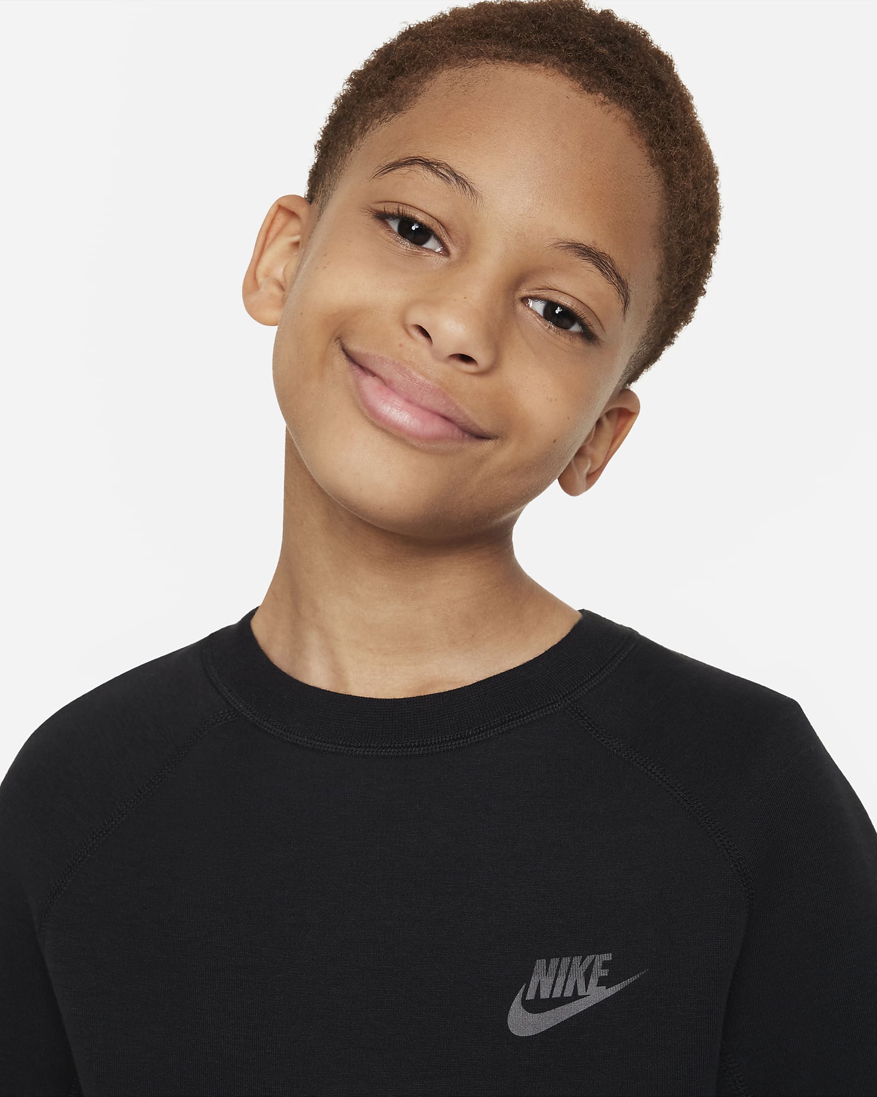 Nike Sportswear Tech Fleece Big Kids' (Boys') Sweatshirt - Black/Black/Black