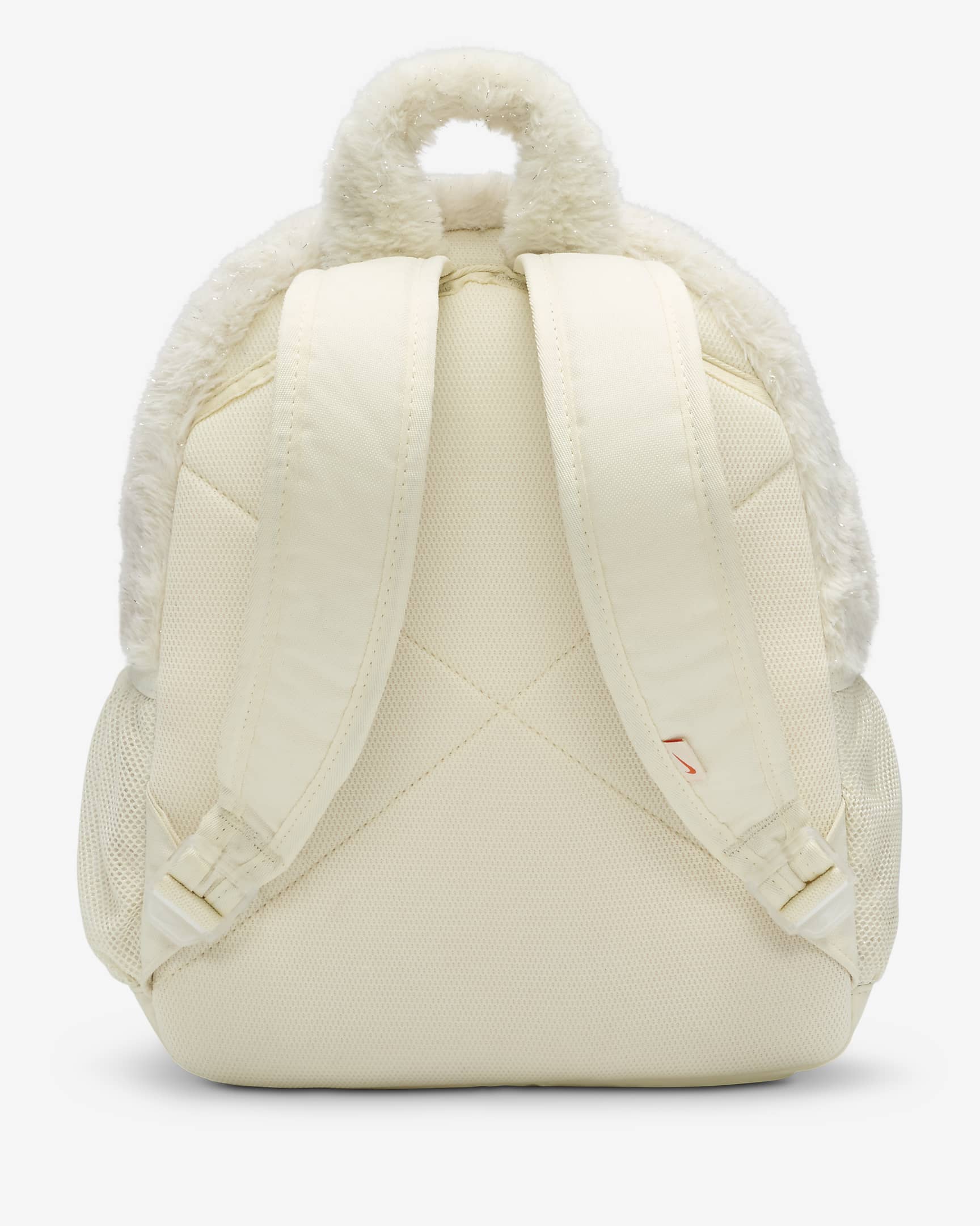 Nike Older Kids' Faux Fur Backpack (11L) - Coconut Milk/Coconut Milk/Safety Orange