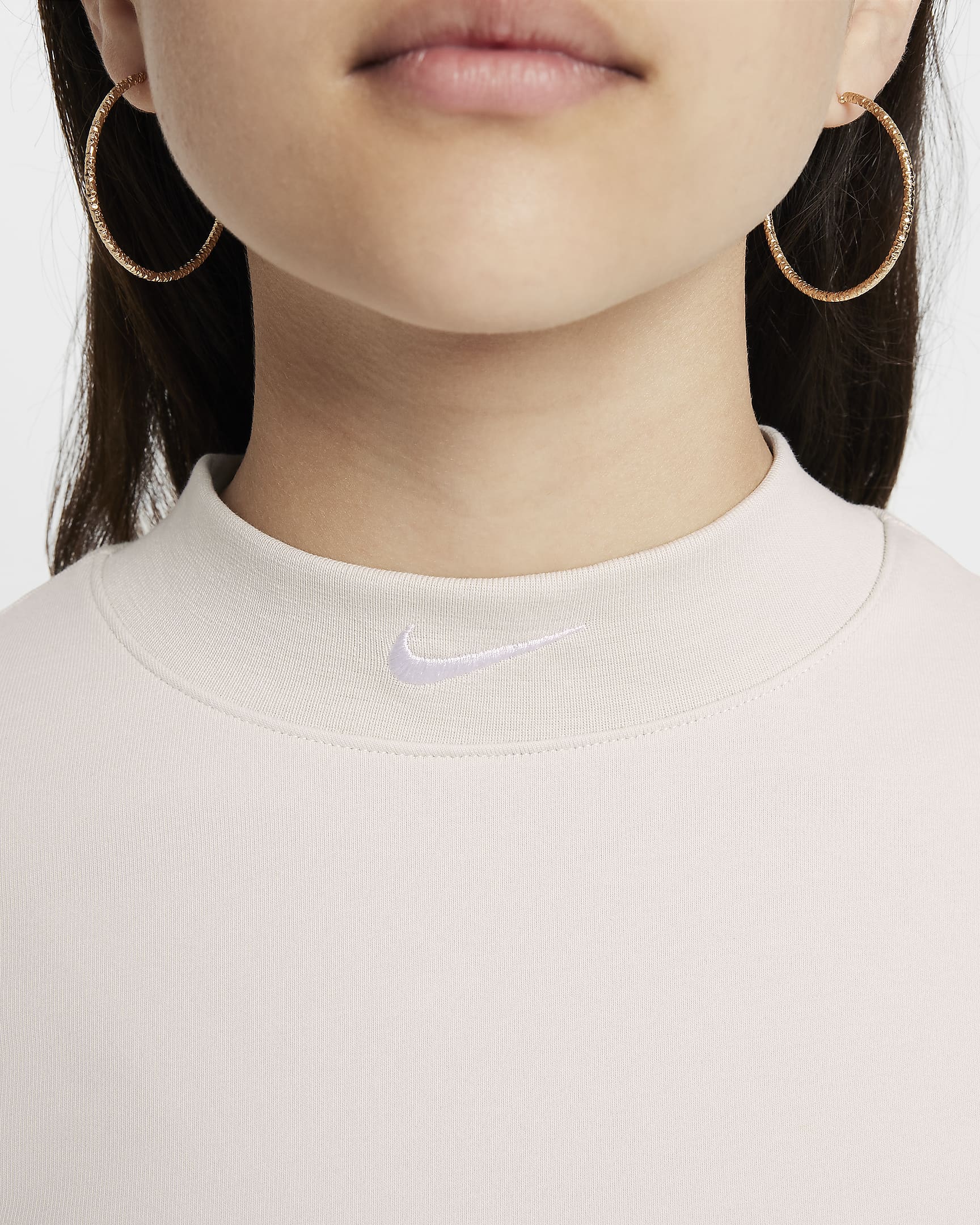 Langærmet Nike Sportswear-trøje til piger - Light Bone/hvid