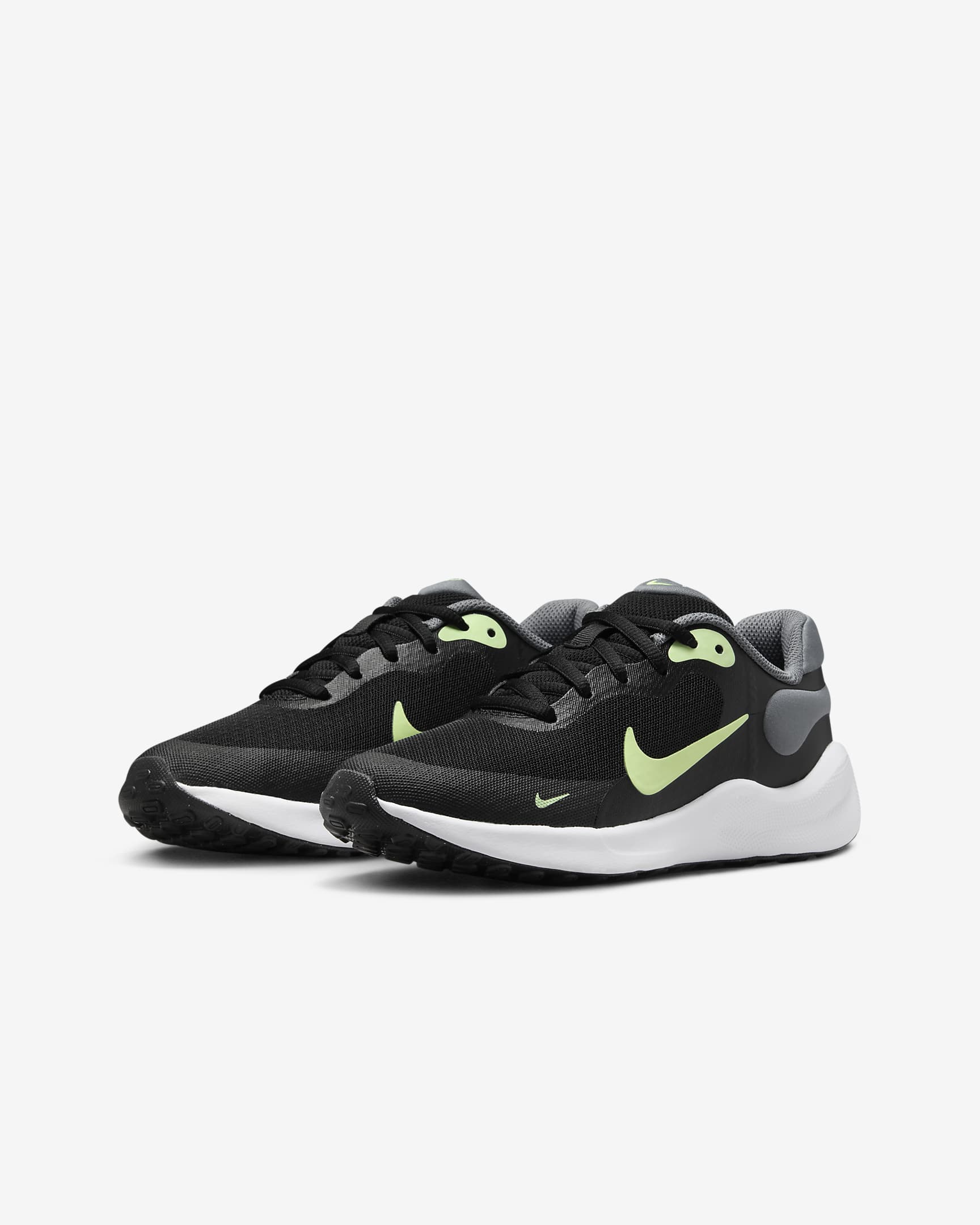 Nike Revolution 7 Older Kids' Running Shoes - Black/Smoke Grey/White/Barely Volt