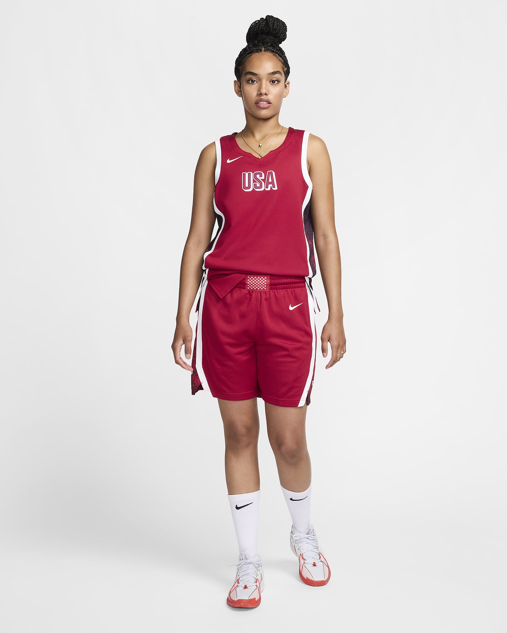 USA Limited Road Women's Jordan Basketball Shorts - Sport Red/White