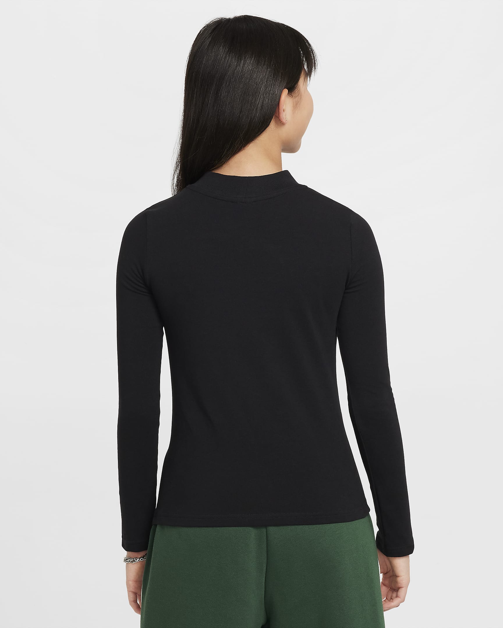 Nike Sportswear Girls' Long-Sleeve Top - Black/White