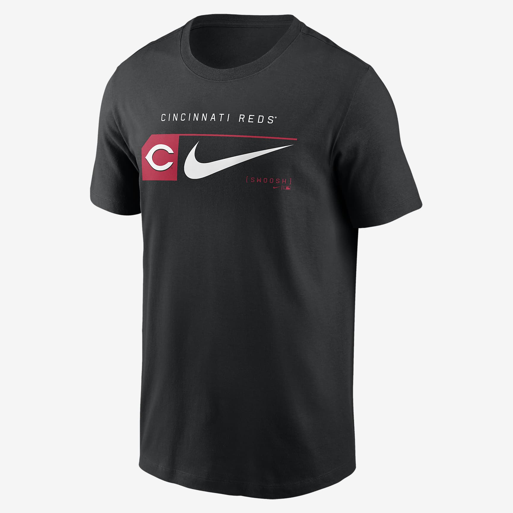 Cincinnati Reds Team Swoosh Lockup Men's Nike MLB T-Shirt - Black