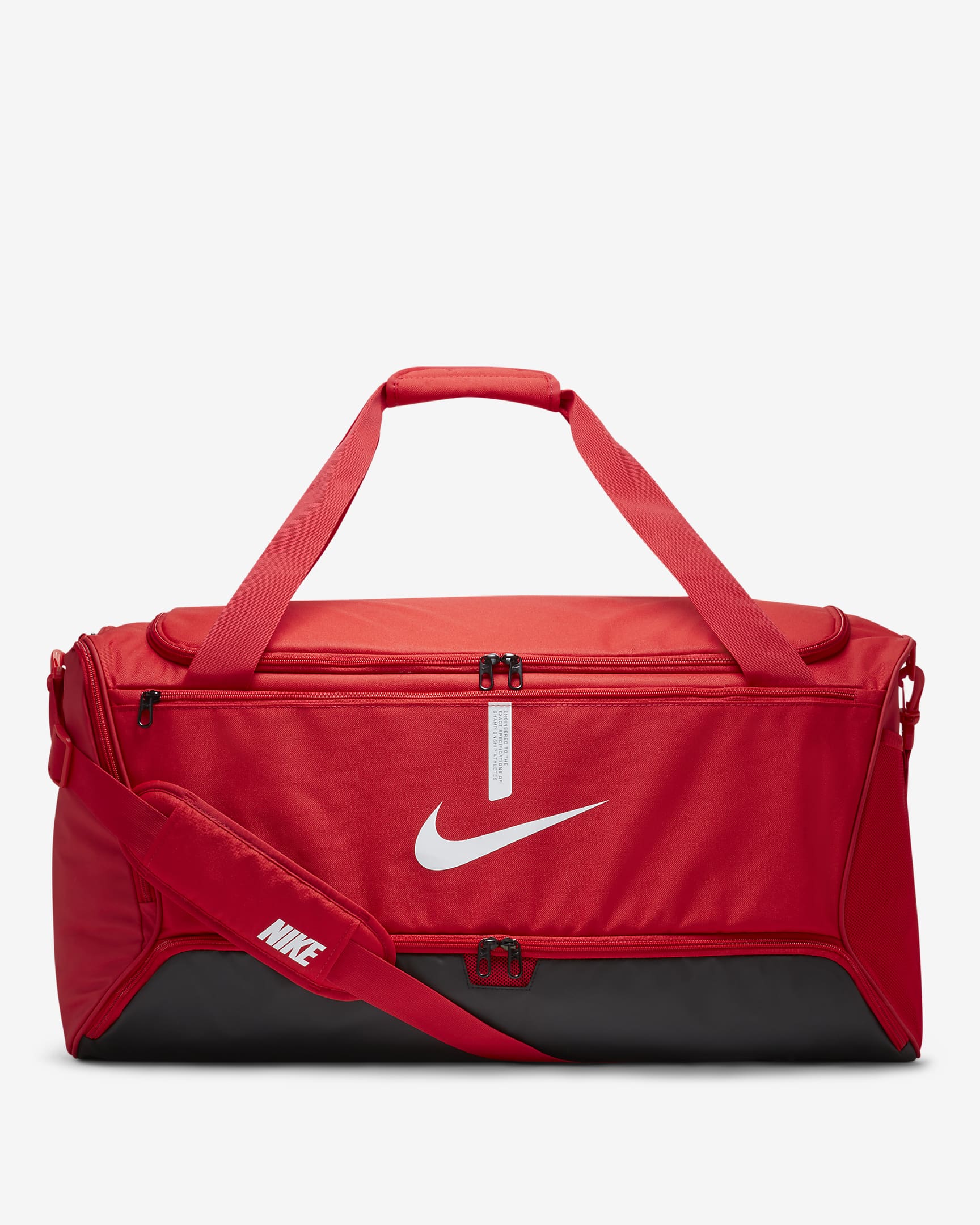 Nike Academy Team-fodboldsportstaske (stor, 95 l) - University Red/sort/hvid