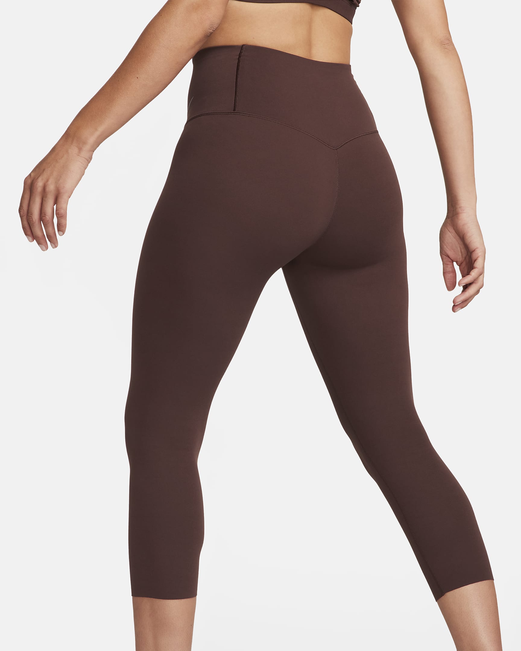 Leggings cropped de tiro alto de sujeción suave para mujer Nike Zenvy - Tierra/Negro