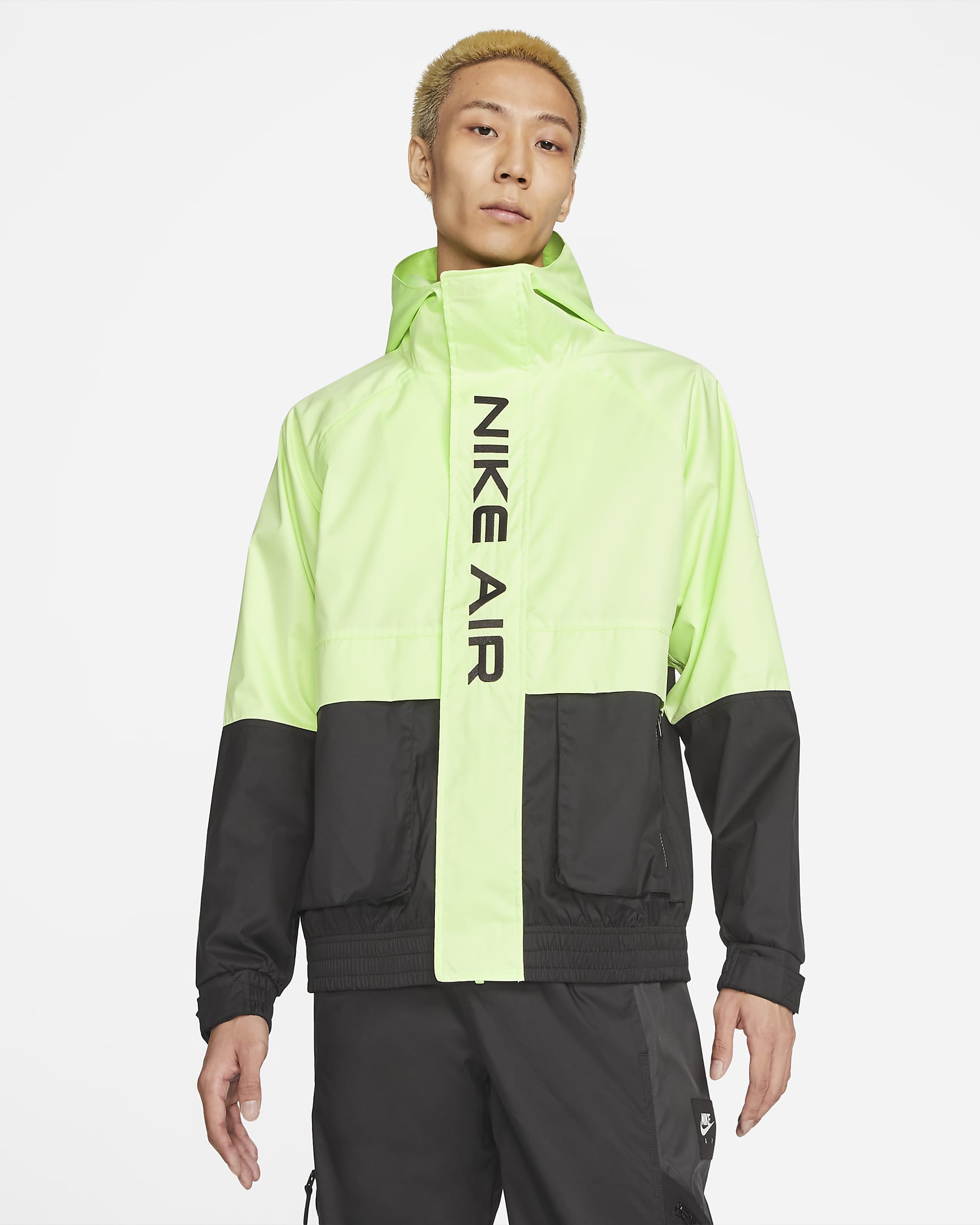 Nike Air Men's Hooded Lined Jacket - Black/Light Liquid Lime/Black