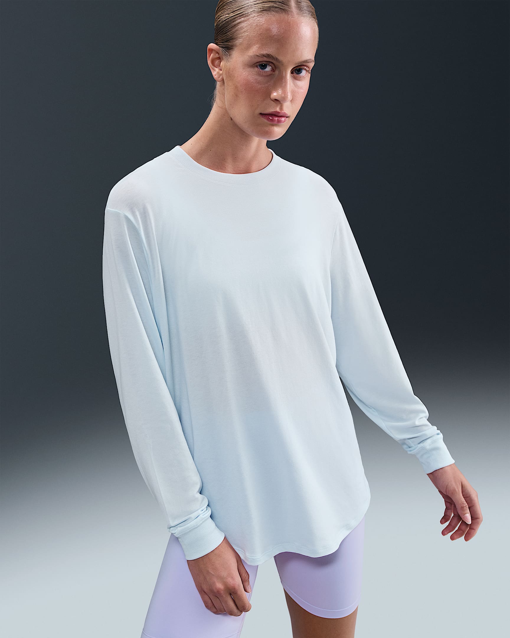 Maglia a manica lunga Dri-FIT Nike One Relaxed – Donna - Blue Tint/Nero