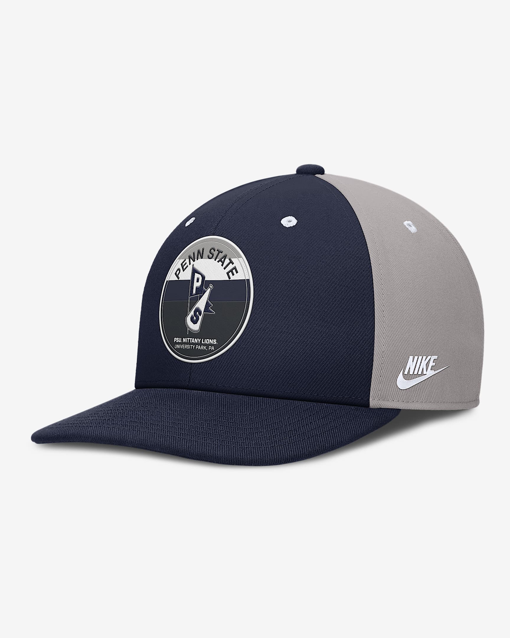 Penn State Athletic Prep Pro Men's Nike Dri-FIT College Adjustable Hat - Grey/Navy