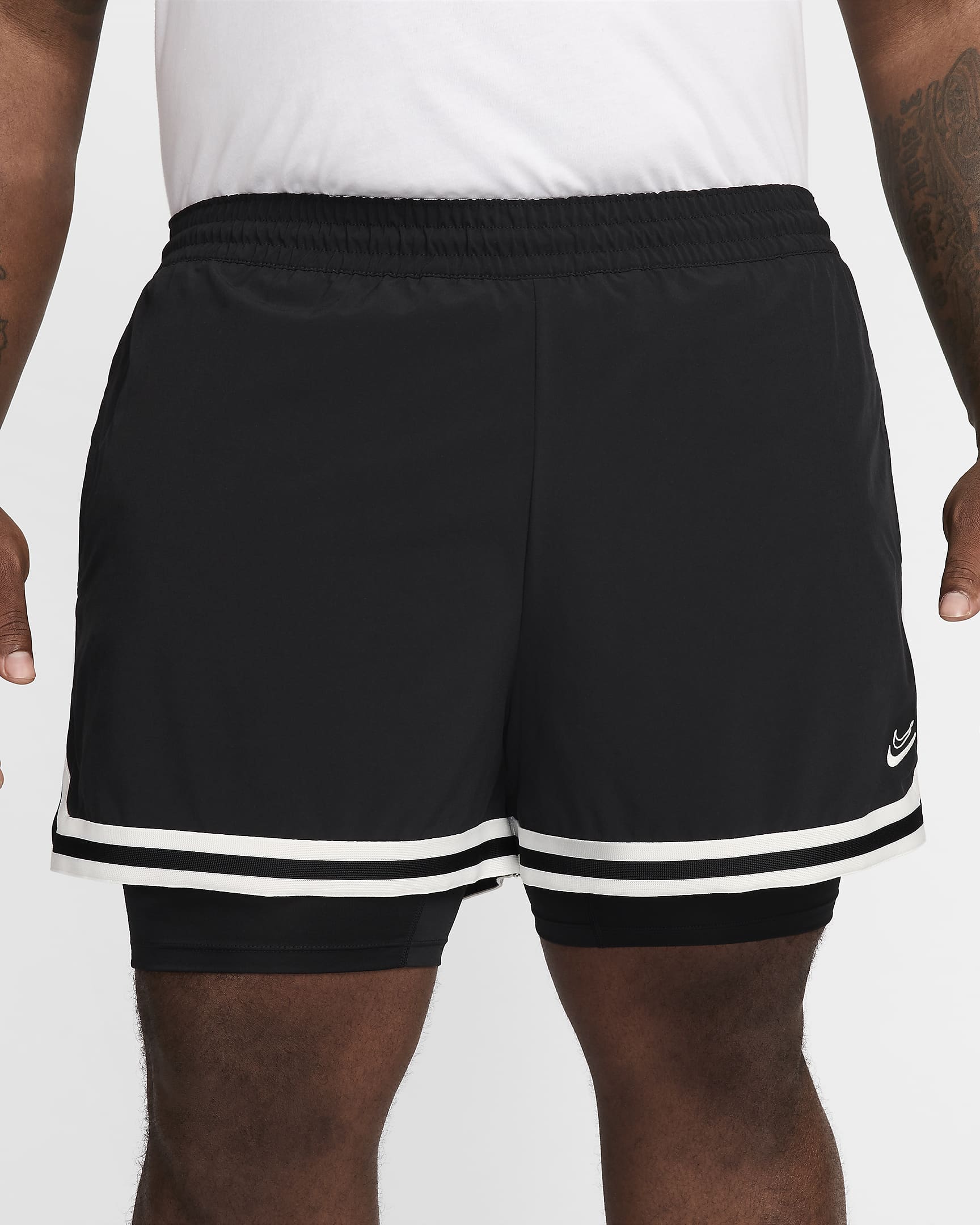 Shorts de básquetbol DNA 2 en 1 de 10 cm para hombre Kevin Durant - Negro/Negro/Vela