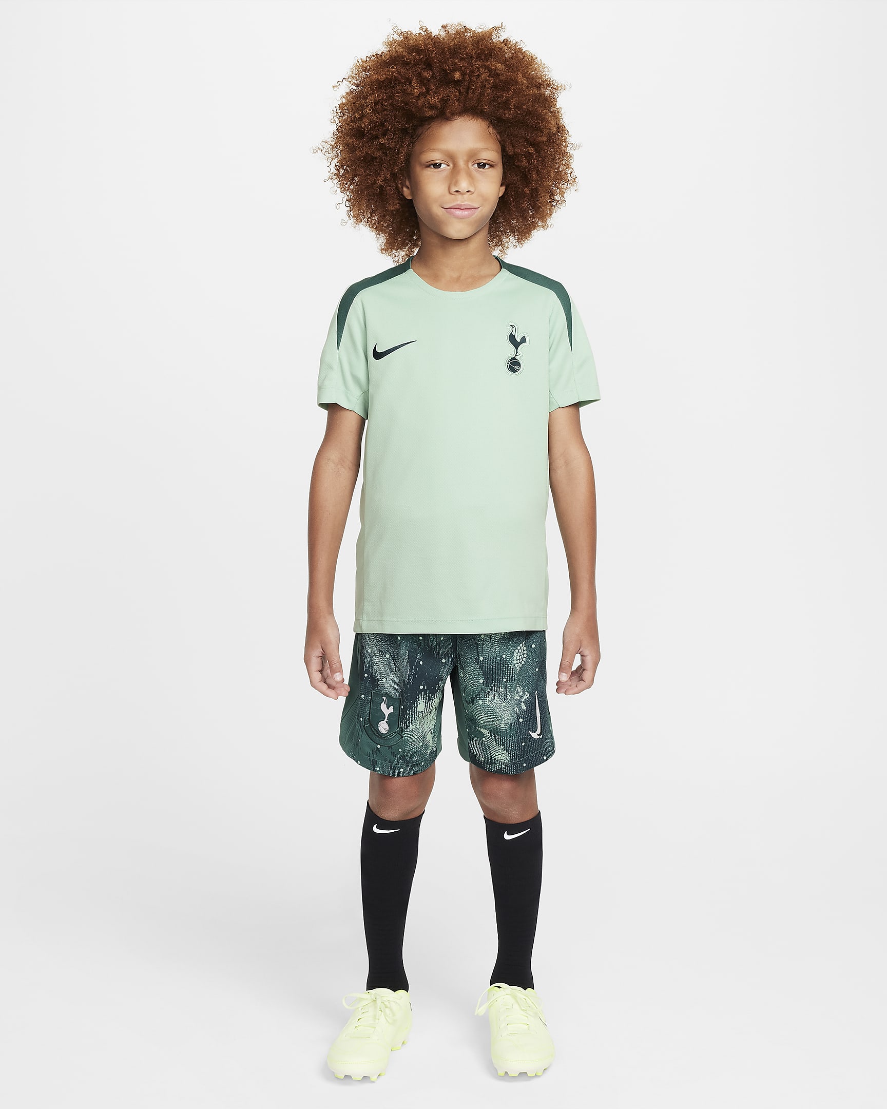 Tottenham Hotspur Strike (tredjedrakt) Nike Dri-FIT strikket fotballshorts til store barn - Enamel Green/Enamel Green/Bicoastal/Faded Spruce