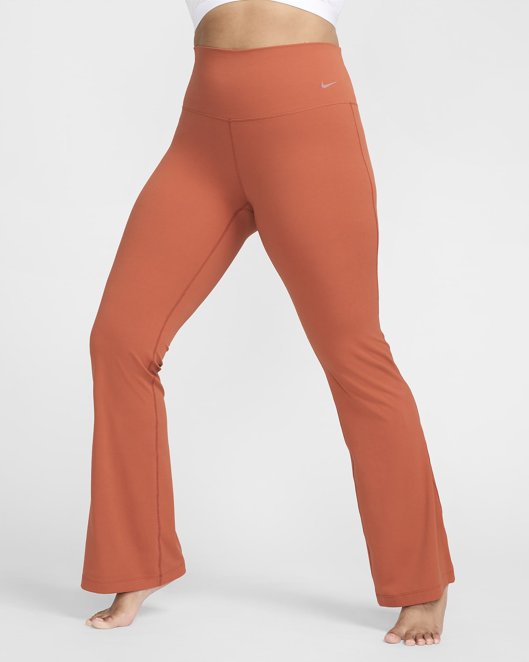 Nike Zenvy dameslegging met hoge taille en wijde pijpen - Burnt Sunrise/Zwart