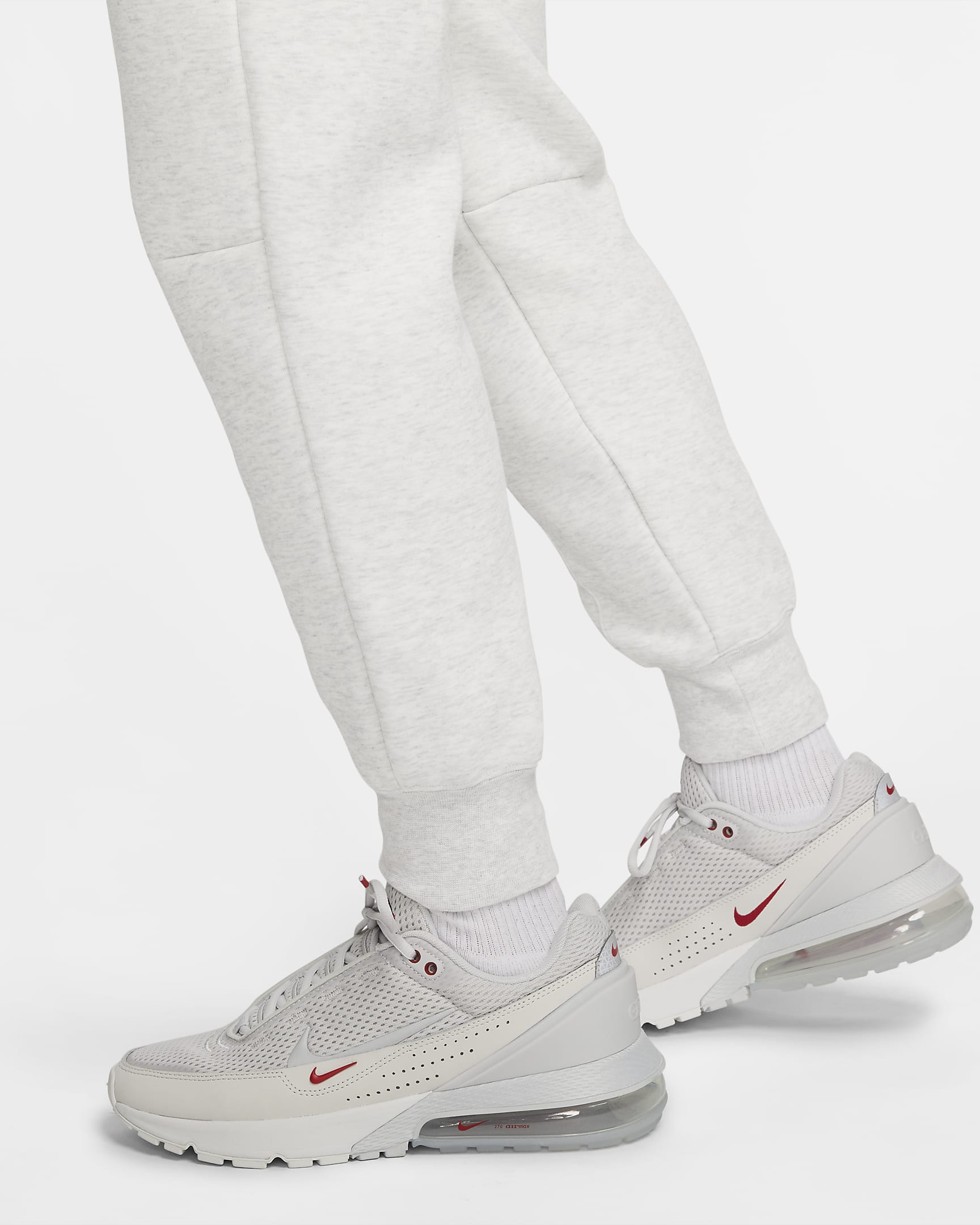 กางเกงจ๊อกกิ้งเอวปานกลางผู้หญิง Nike Sportswear Tech Fleece - Light Grey/Heather/ดำ