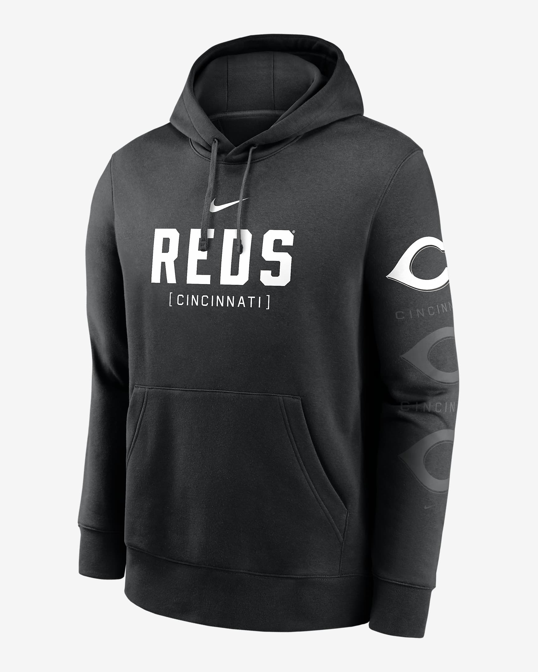 Cincinnati Reds Fashion Club Men's Nike MLB Pullover Hoodie - Black