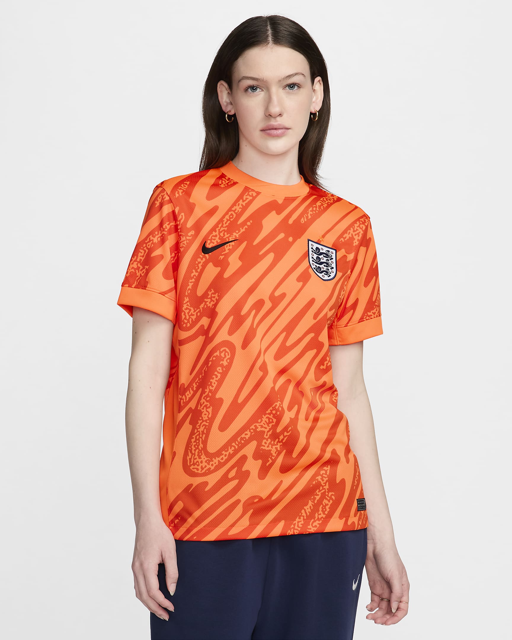 Maillot de foot à manches courtes replica Nike Dri-FIT Angleterre 2024 Stadium Gardienne de but pour femme - Total Orange/Safety Orange/Safety Orange/Noir