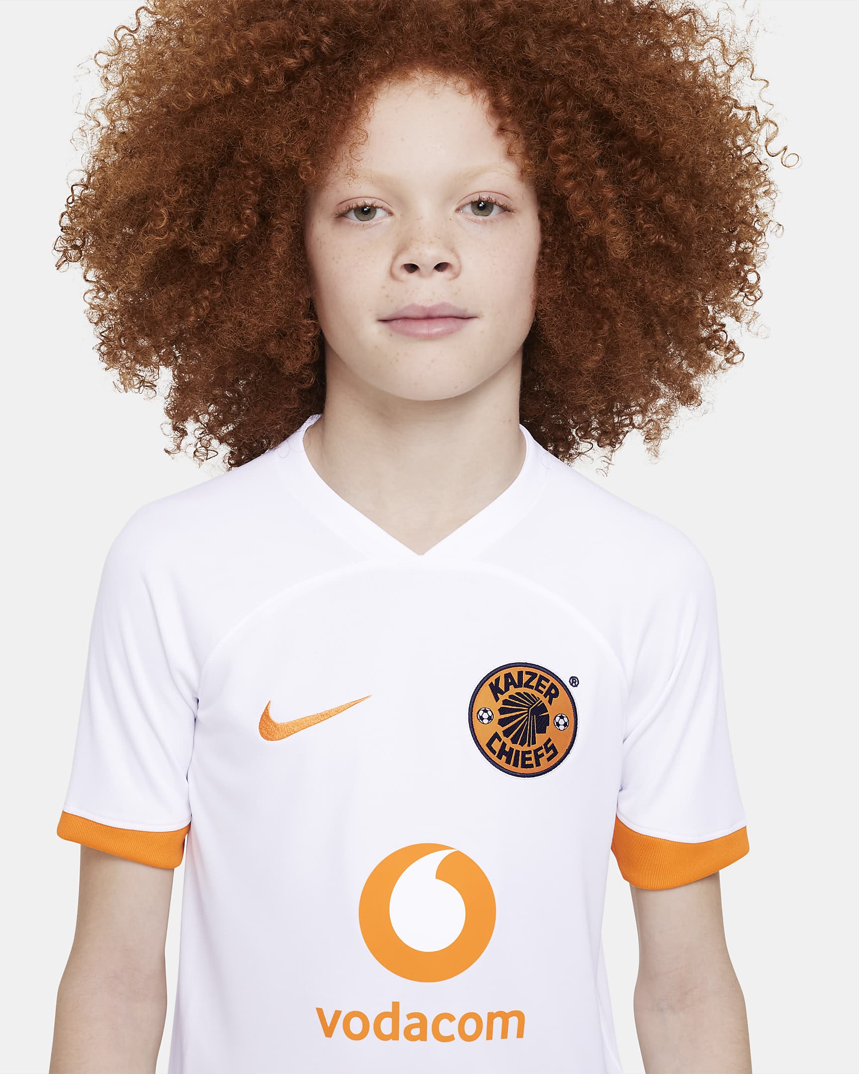 Kaizer Chiefs F.C. 2022/23 Stadium Away Older Kids' Nike Dri-FIT Football Shirt - White/White/Taxi/Taxi