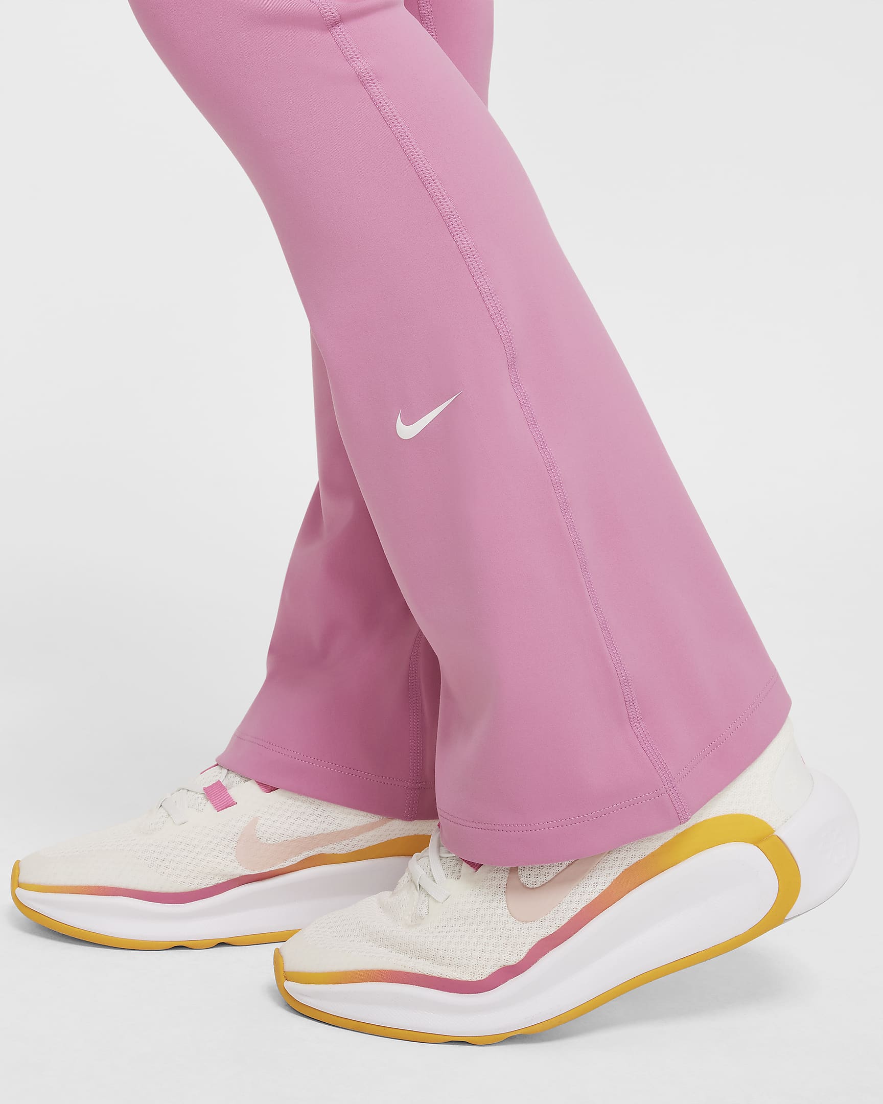 Nike One Girls' Dri-FIT Flared Leggings - Magic Flamingo/White