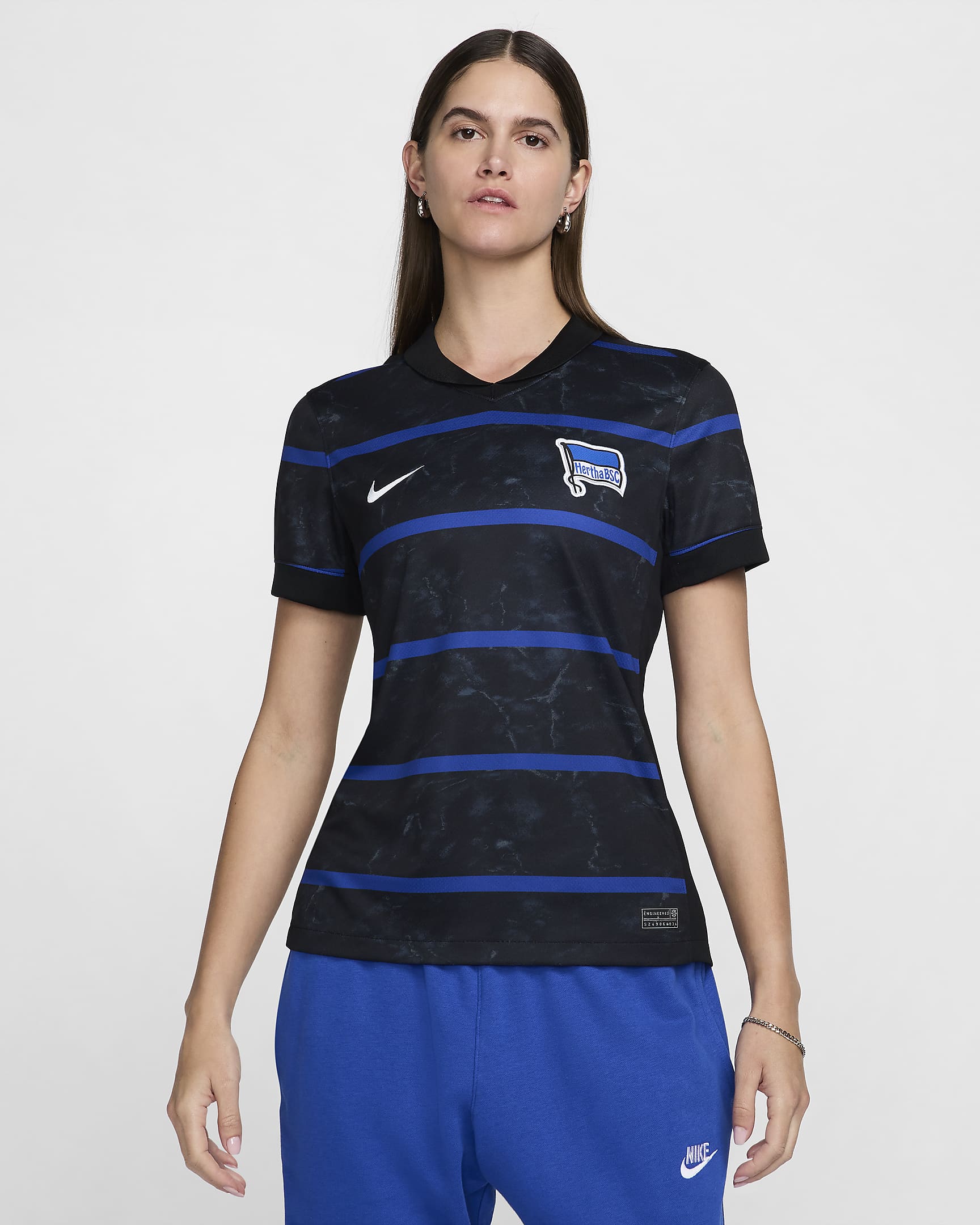 Hertha BSC 2024/25 Stadium Away Nike Replica Fußballtrikot mit Dri-FIT-Technologie für Damen - Schwarz/Photo Blue/Weiß