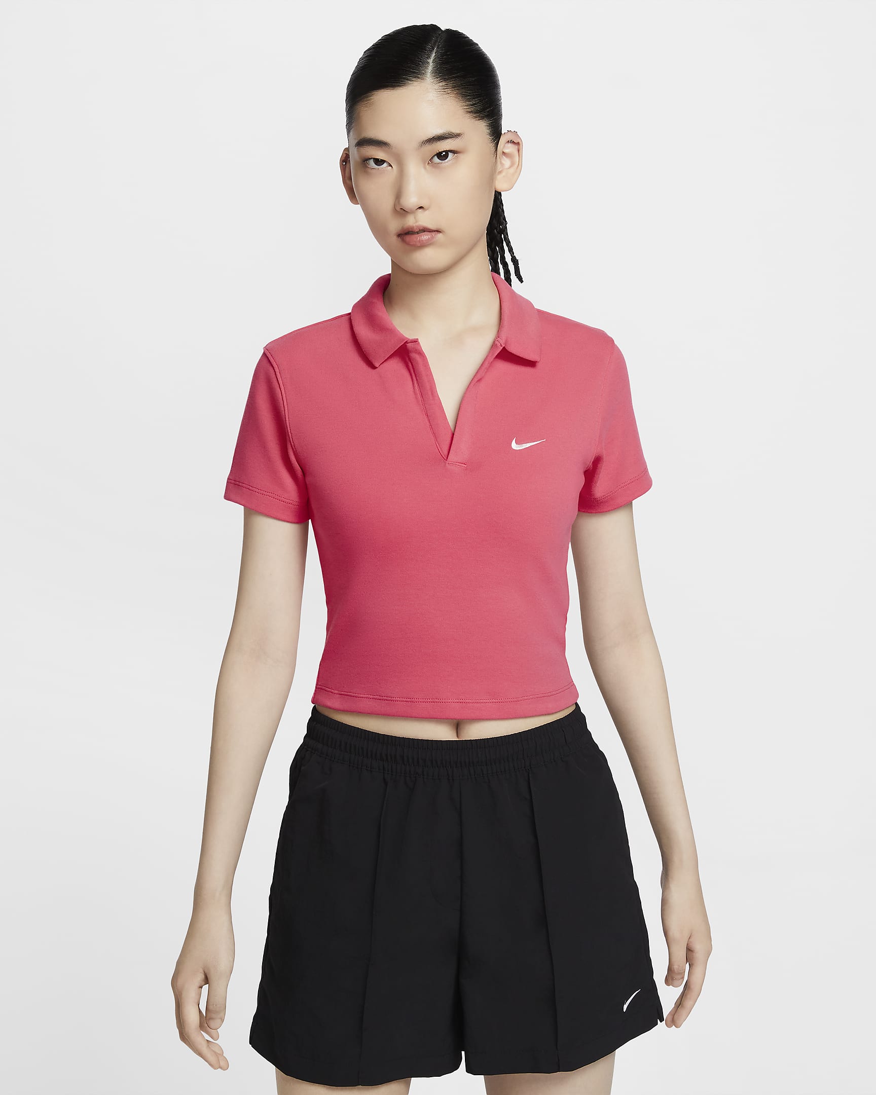 Nike Sportswear Essential Women's Short-Sleeve Polo Top - Aster Pink/Sail