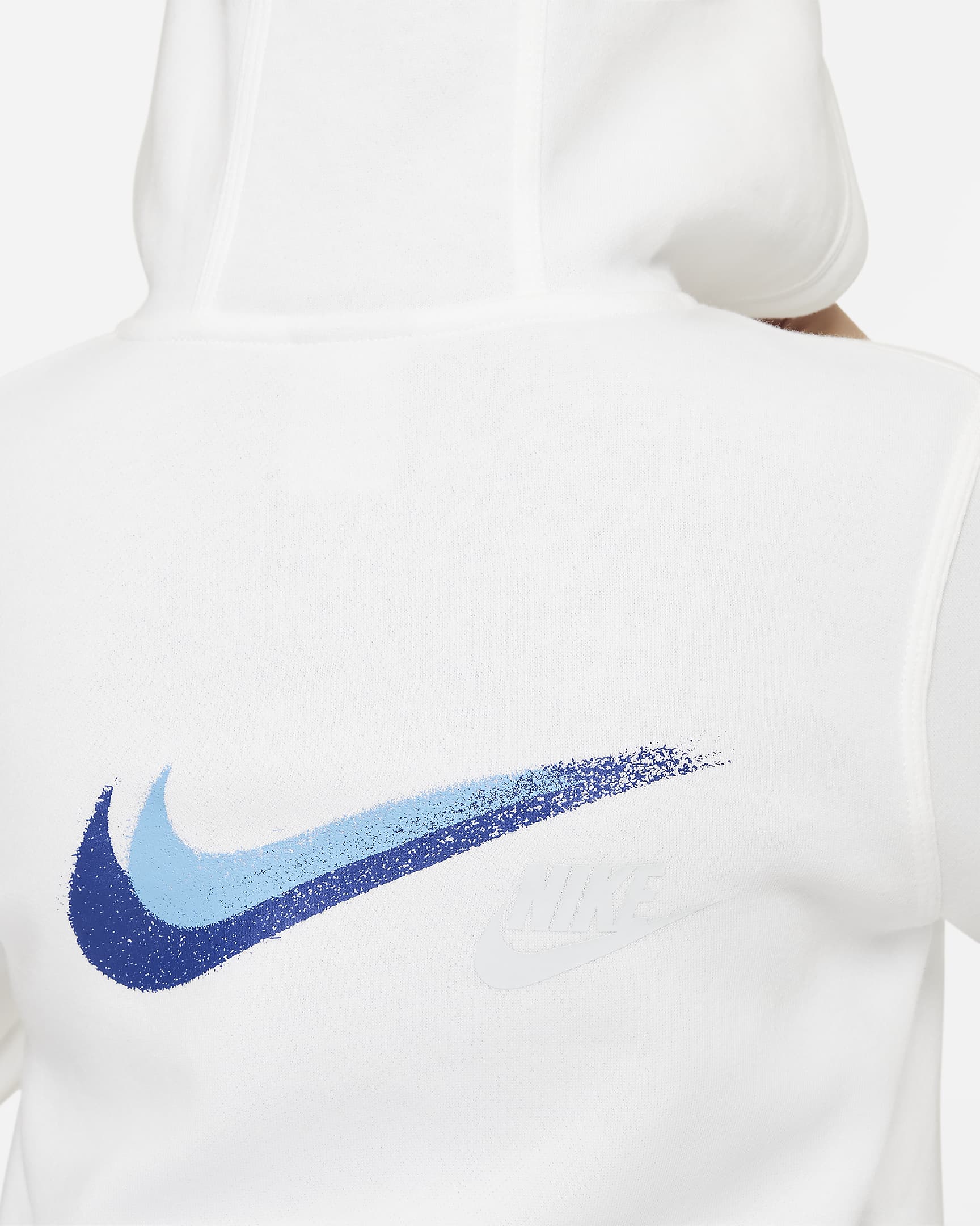 Nike Sportswear Tam Boy Fermuarlı Grafikli Fleece Genç Çocuk (Erkek) Kapüşonlu Üstü - Beyaz