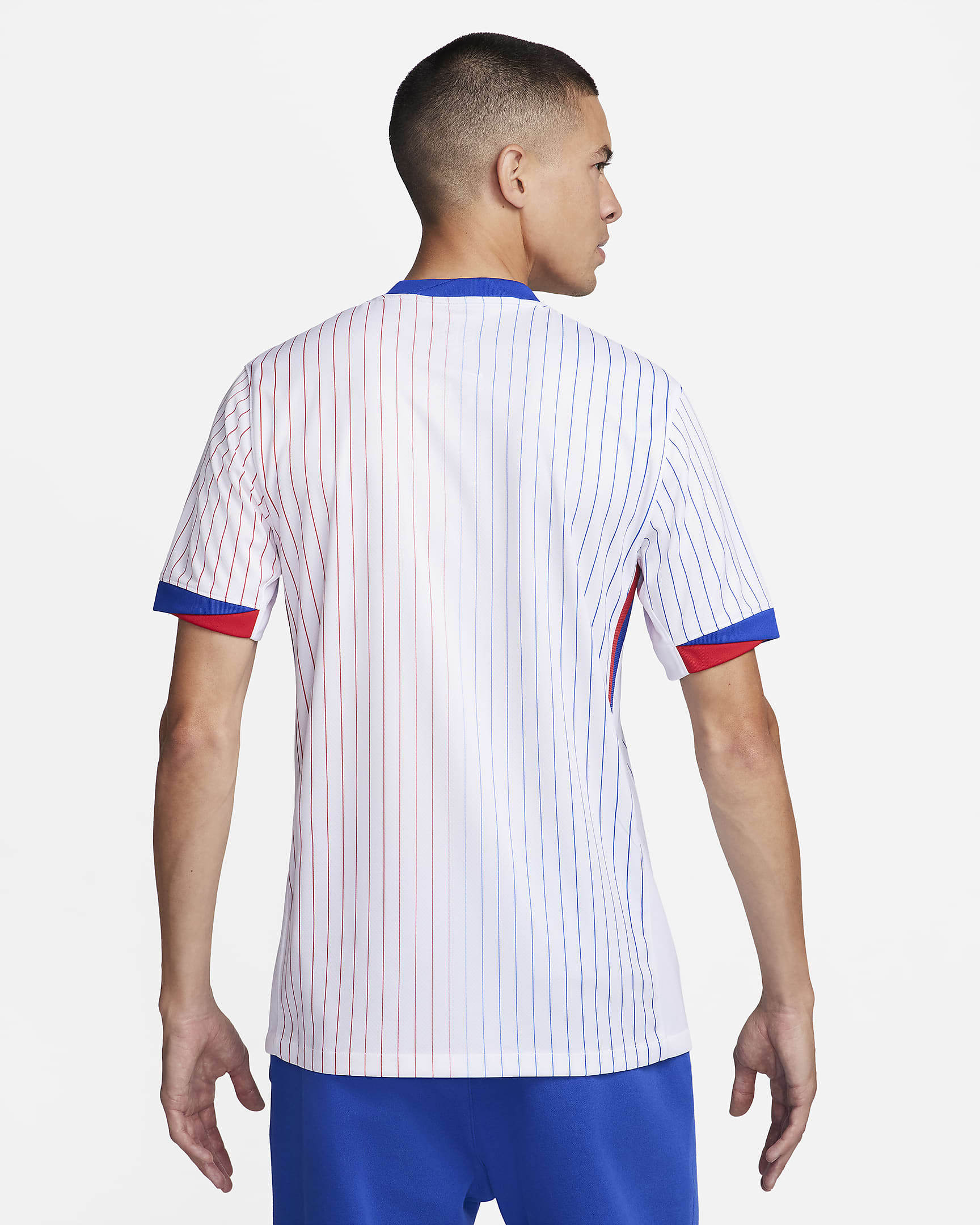 FFF 2024/25 Stadium Away Nike Dri-FIT Replica-fodboldtrøje til mænd (herrehold) - hvid/Bright Blue/University Red/Bright Blue