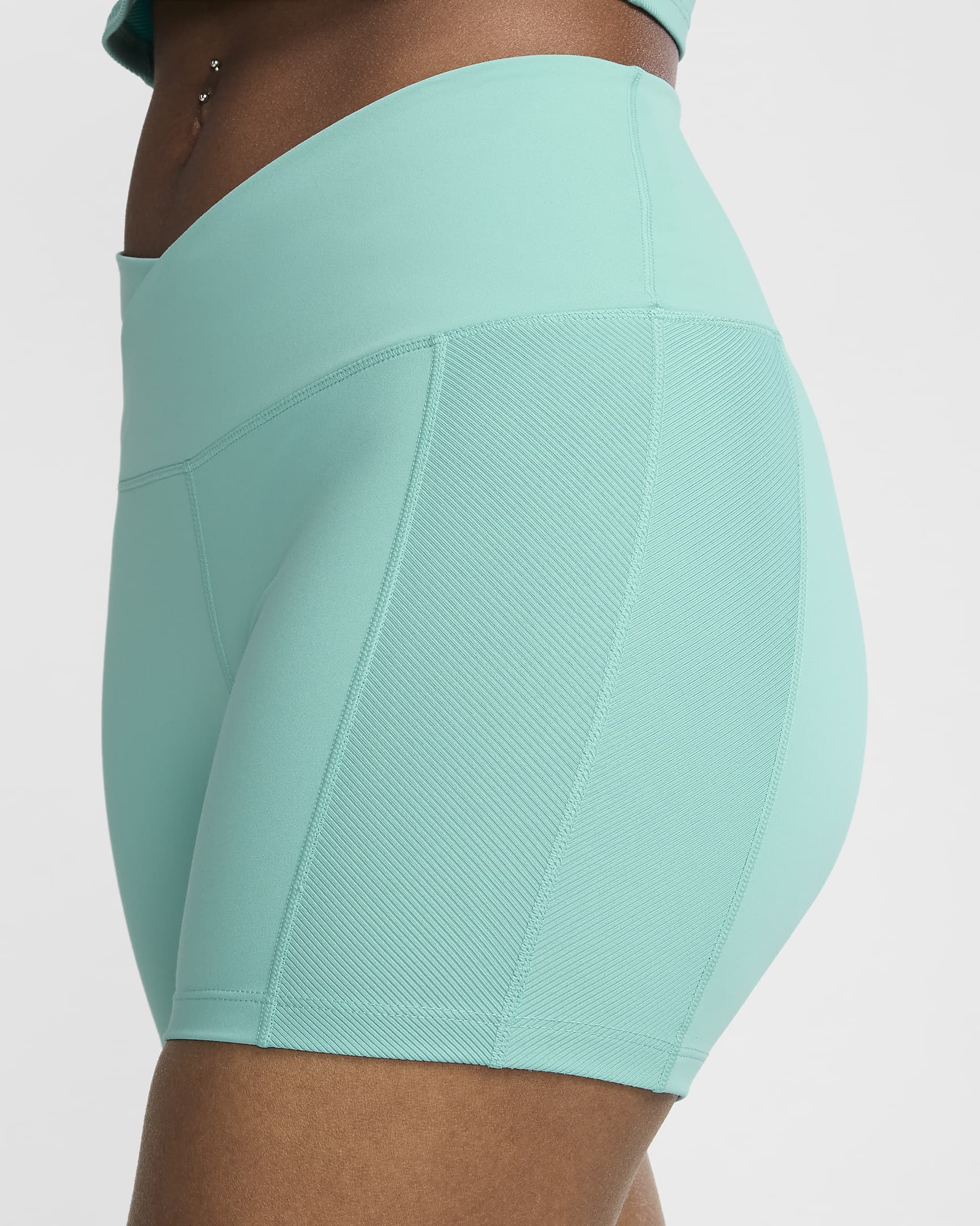 Nike One Wrap Women's High-Waisted 5" Biker Shorts - Green Frost/Black