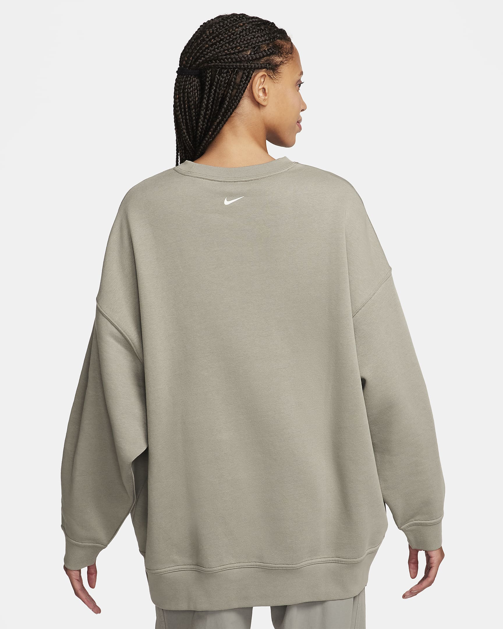 Nike Sportswear extragroßes Fleece-Sweatshirt mit Rundhalsausschnitt für Damen - Dark Stucco/Sail