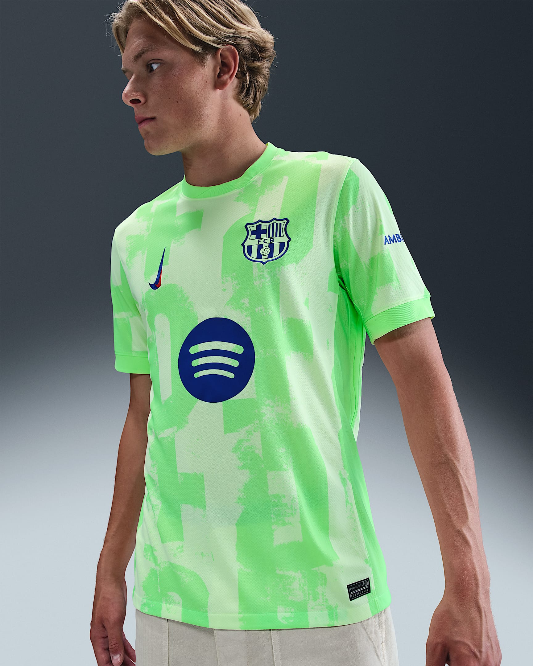F.C. Barcelona 2024/25 Stadium Third Men's Nike Dri-FIT Football Replica Shirt - Barely Volt/Lime Blast/Barely Volt/Old Royal
