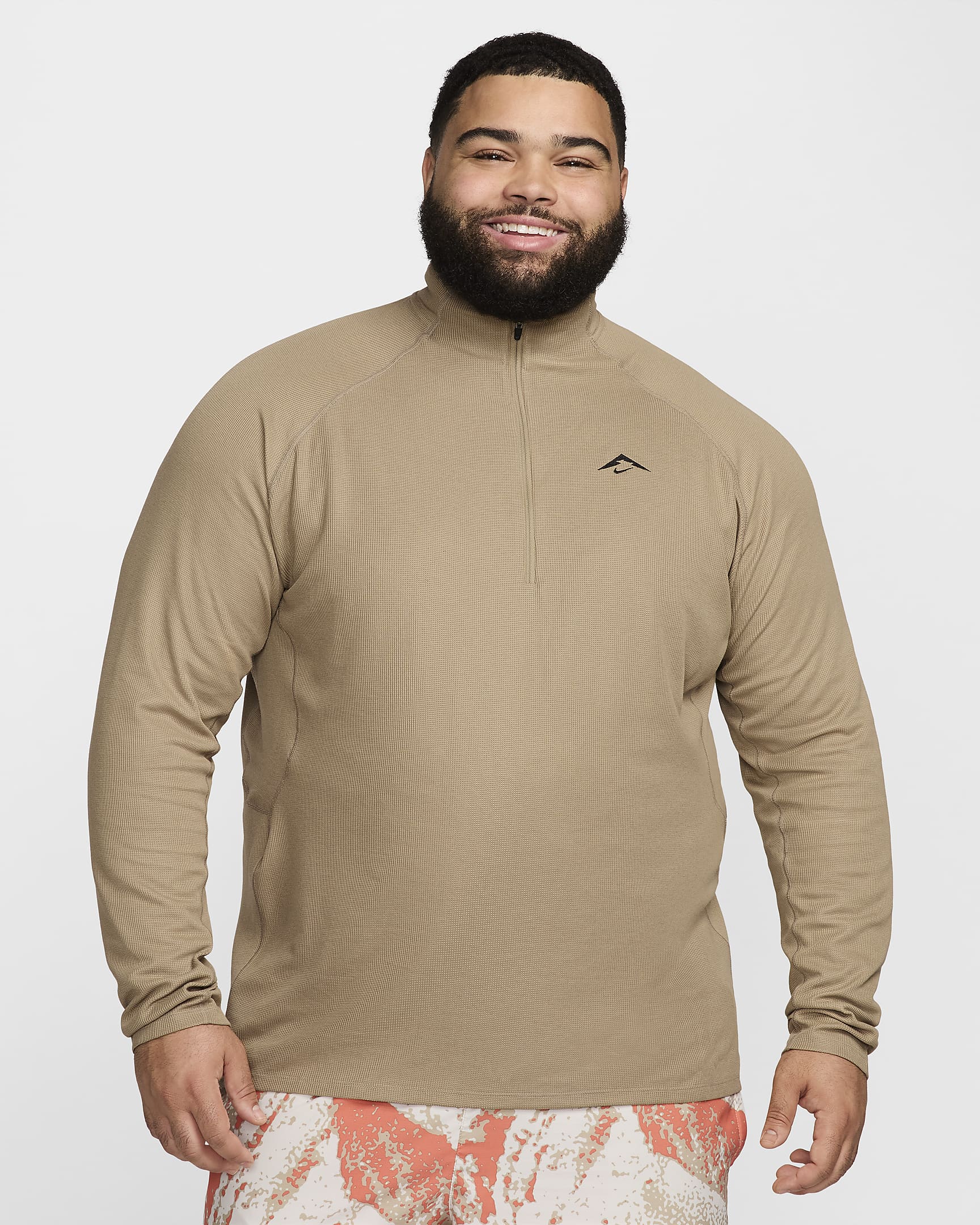 Nike Trail Men's Dri-FIT 1/2-Zip Mid Layer Top - Khaki/Black