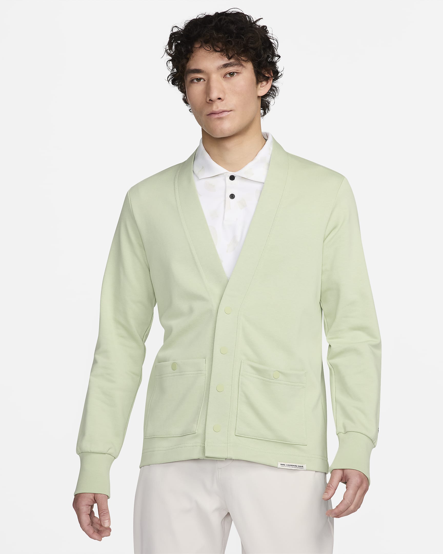 Nike Dri-FIT Standard Issue Men's Golf Cardigan - Honeydew/Black