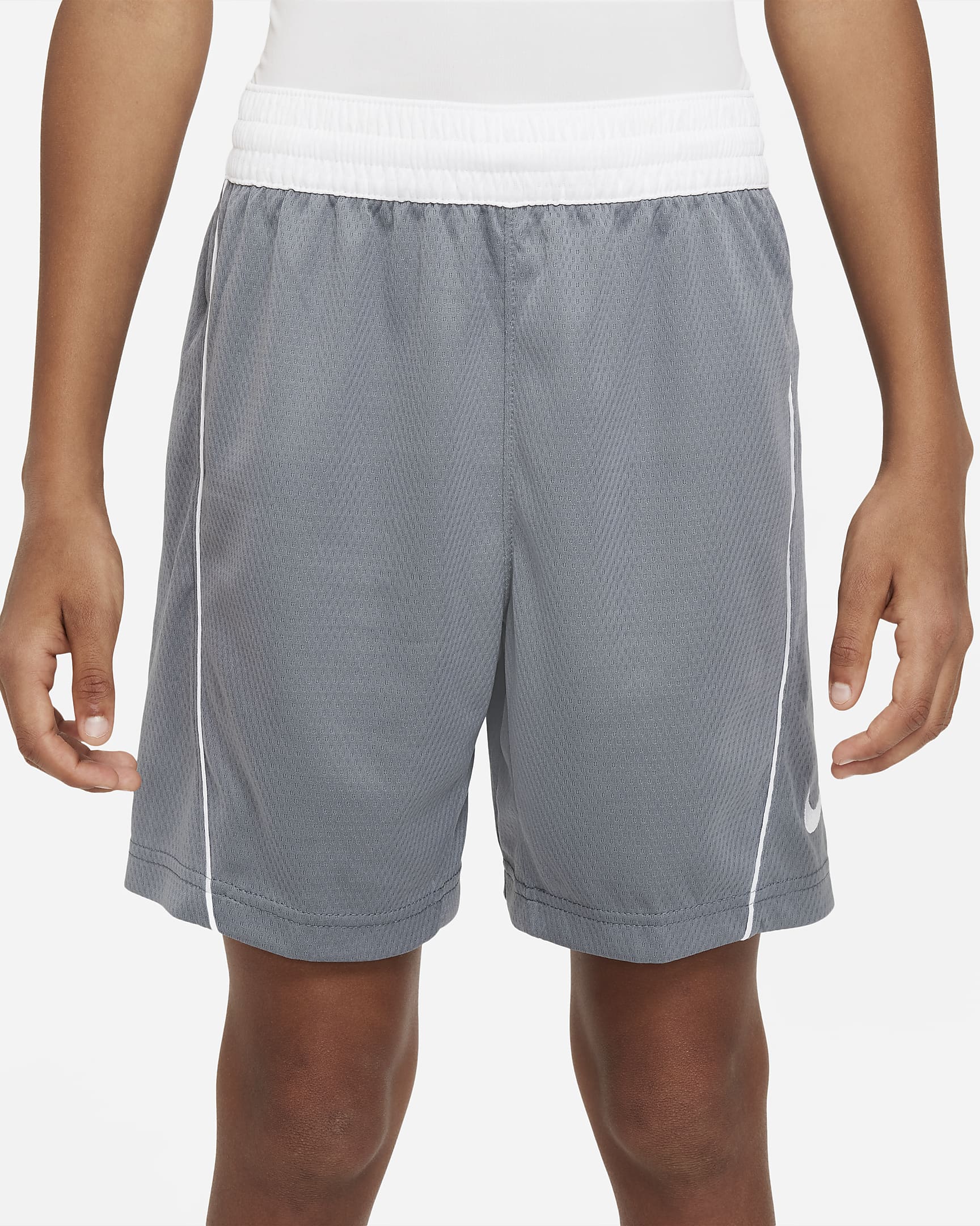 Nike Dri-FIT Big Kids' (Boys') Basketball Shorts - Smoke Grey/White/White