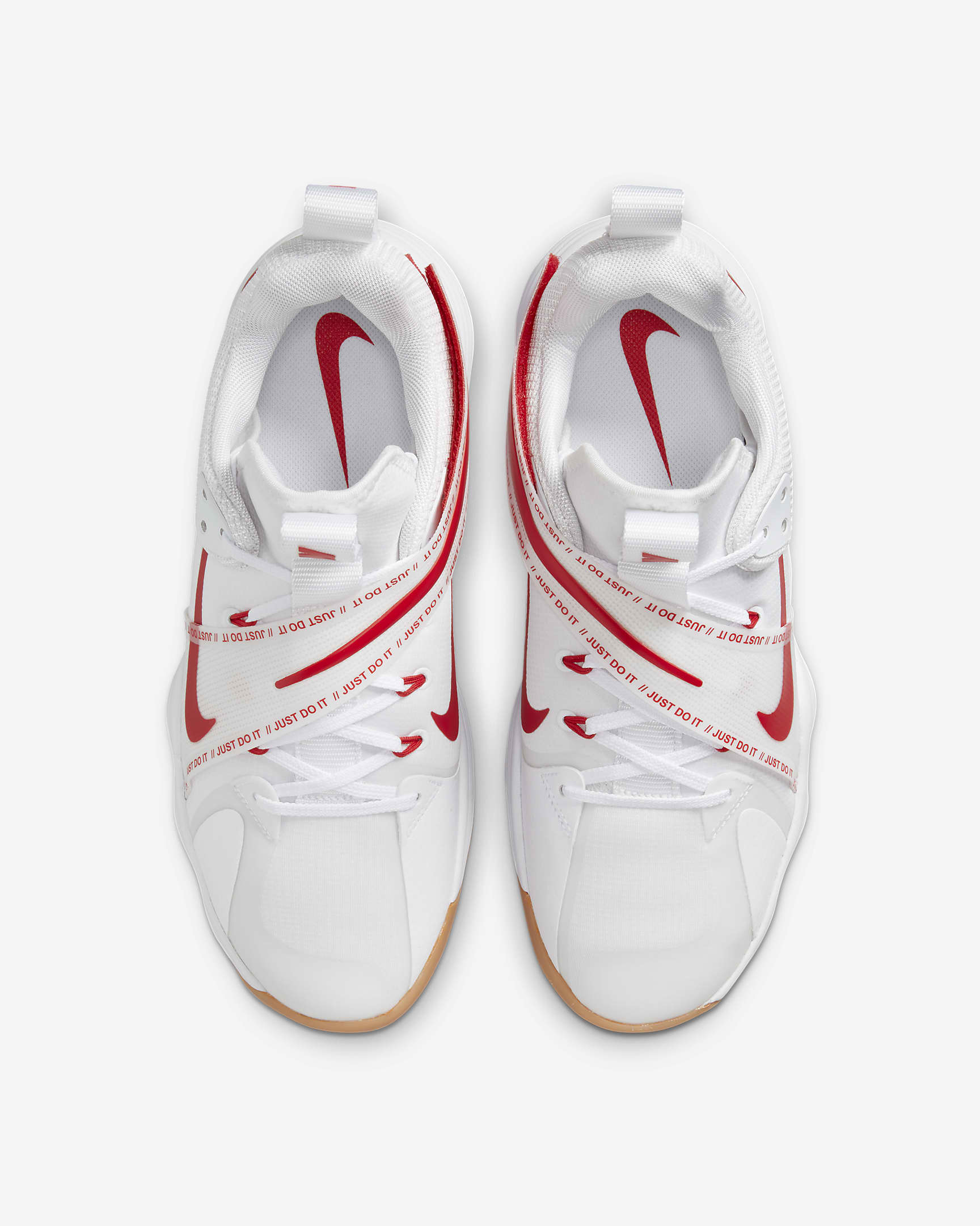 Nike React HyperSet Indoor Court Shoes - White/Gum Light Brown/University Red