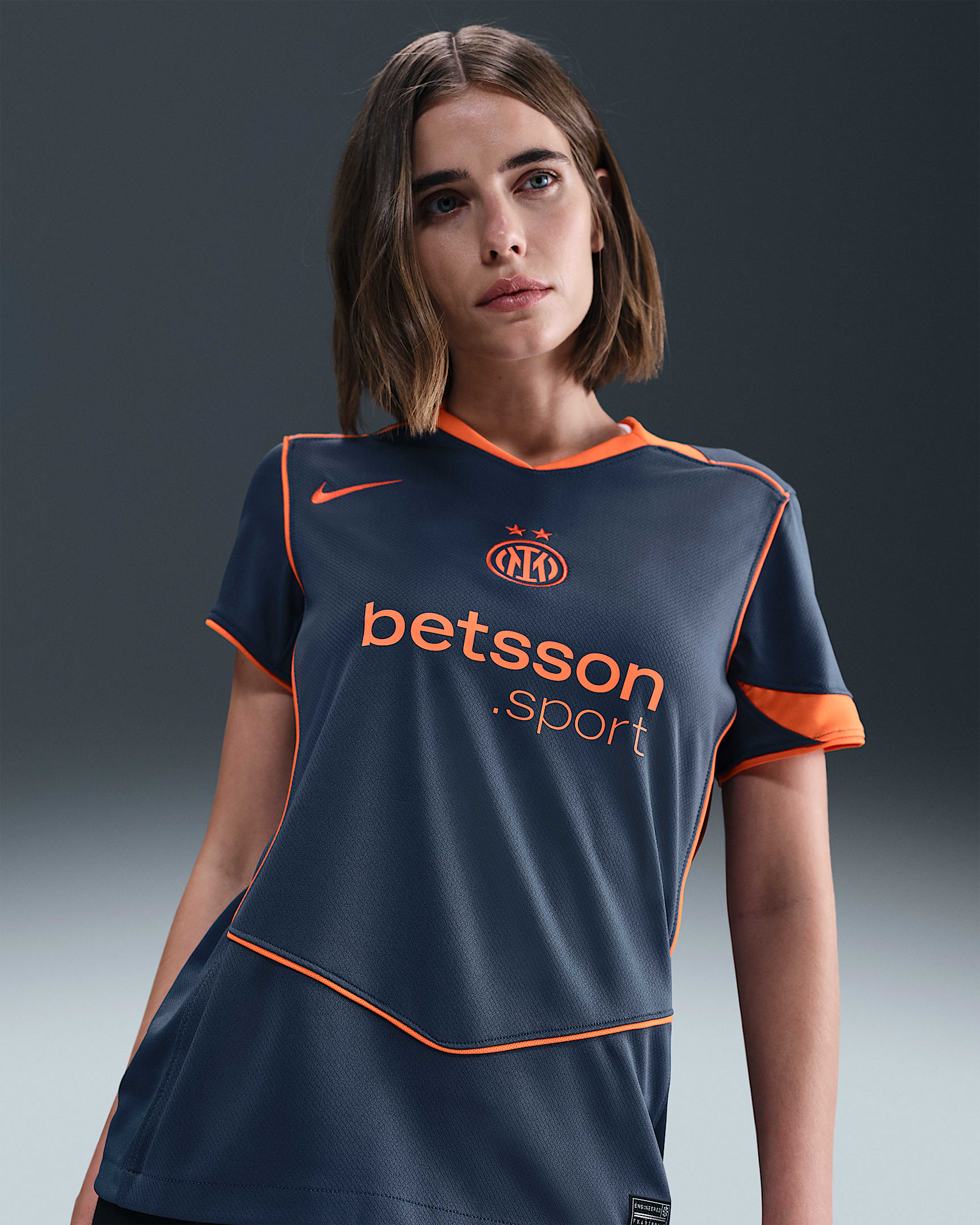 Damska koszulka piłkarska Nike Dri-FIT Total 90 Inter Mediolan 2025/26 Stadium (wersja trzecia) – replika - Thunder Blue/Safety Orange/Safety Orange
