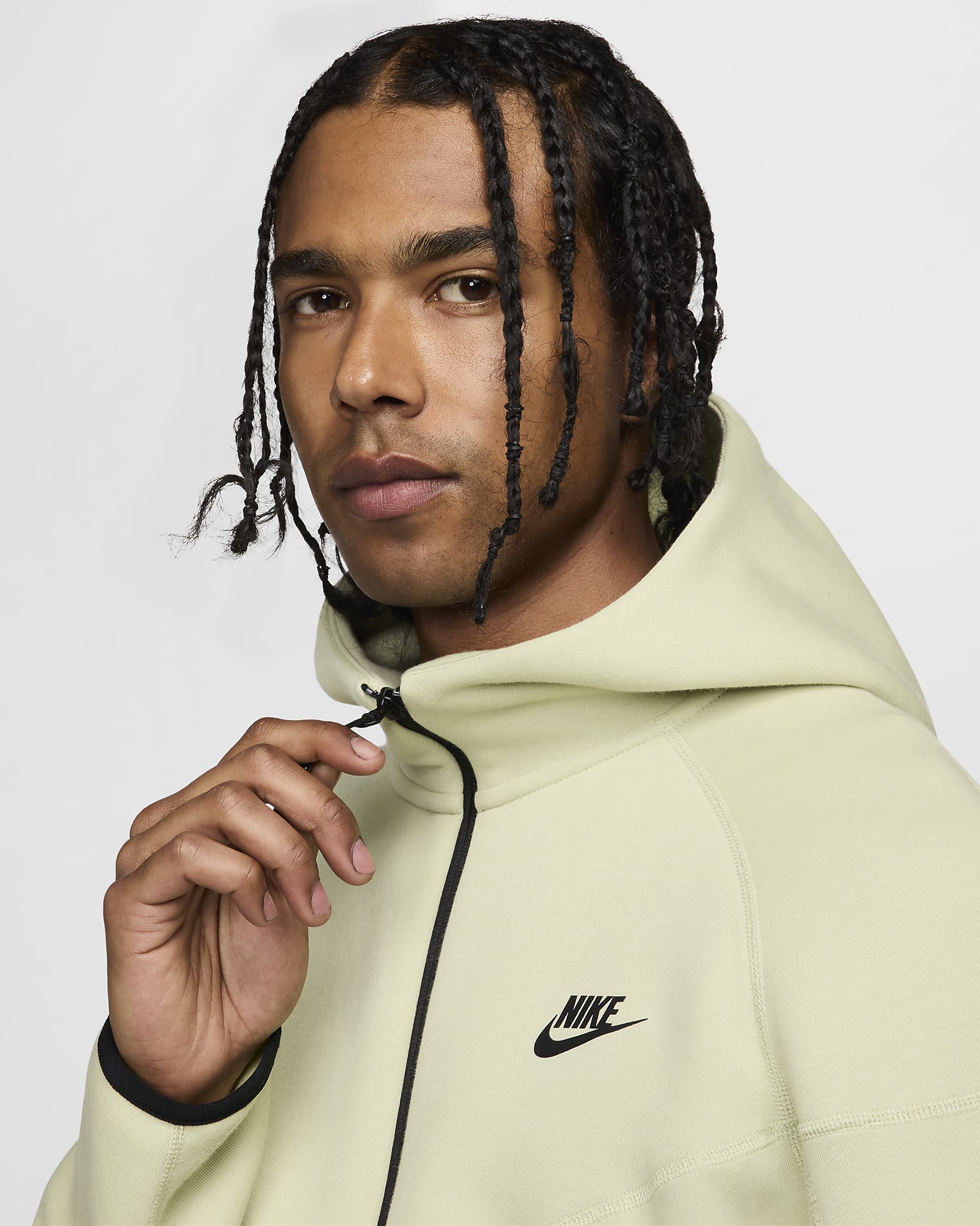 Huvtröja med hel dragkedja Nike Sportswear Tech Fleece Windrunner för män - Olive Aura/Svart