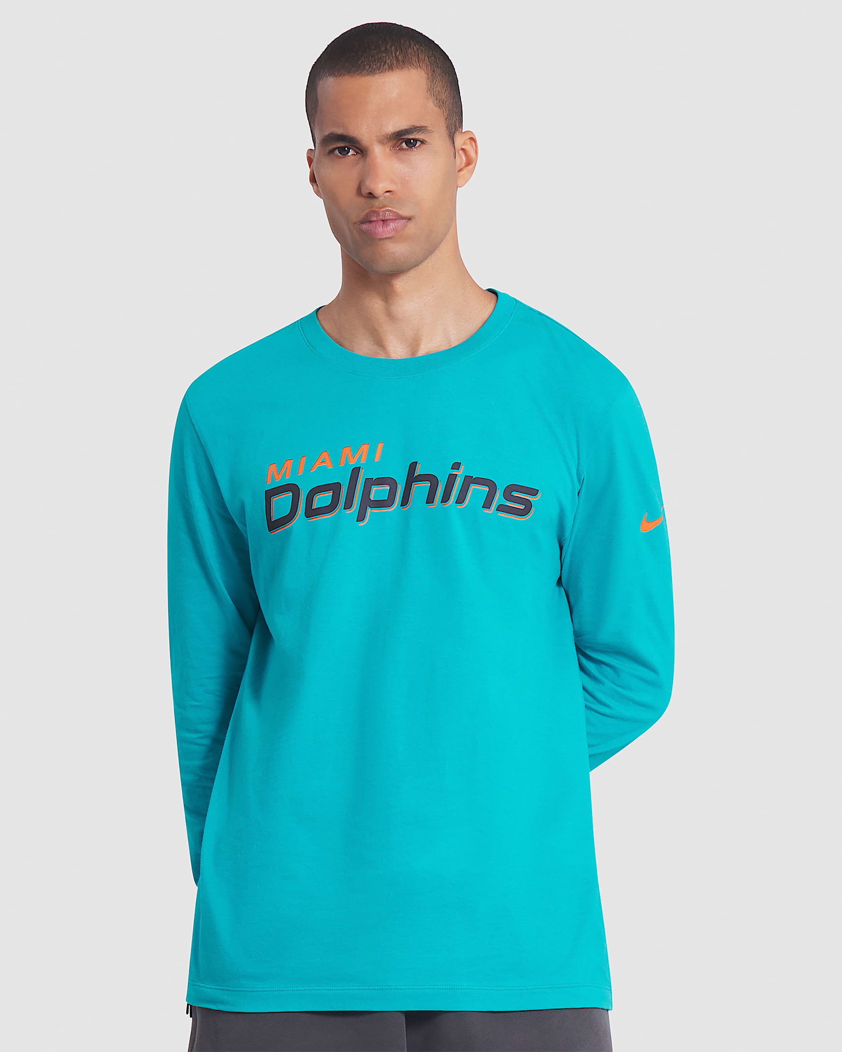 Playera de manga larga Nike de la NFL para hombre Miami Dolphins Rivalries Collection Essential - Agua