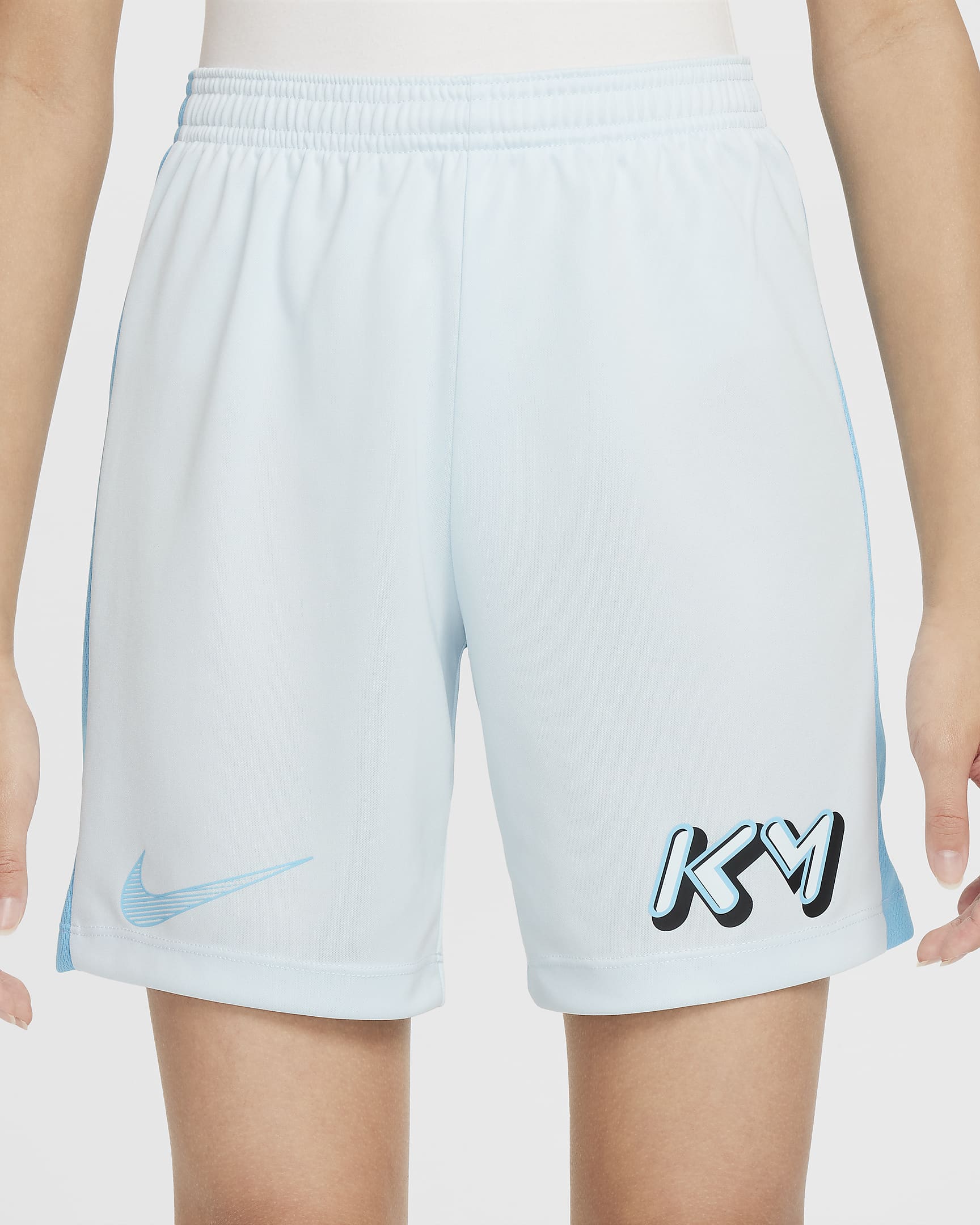 Fotbalové kraťasy Dri-FIT Kylian Mbappé Academy23 pro větší děti - Glacier Blue/Baltic Blue