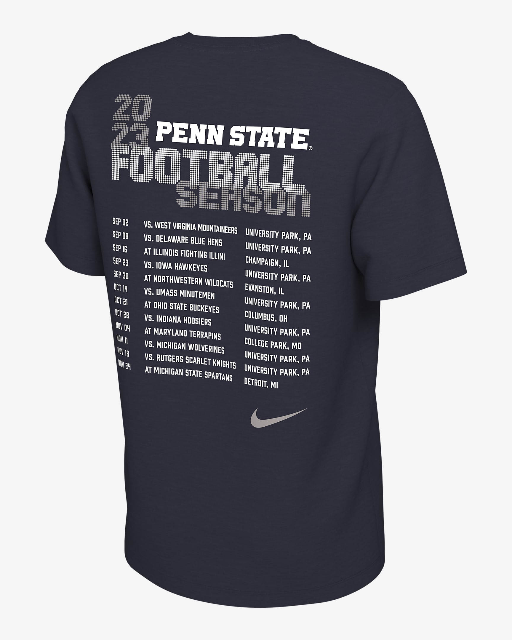 Penn State Schedule Men's Nike College TShirt.