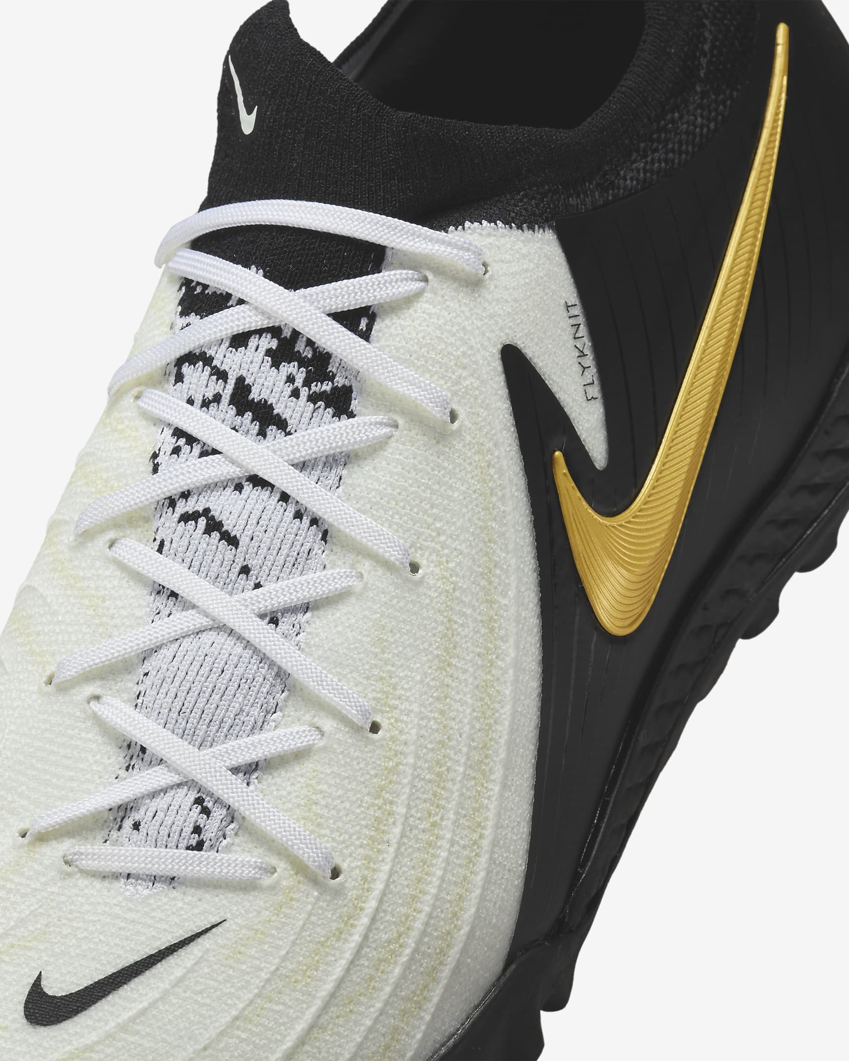 Nike Phantom GX 2 Pro TF Low-Top Soccer Shoes - White/Metallic Gold Coin/Black