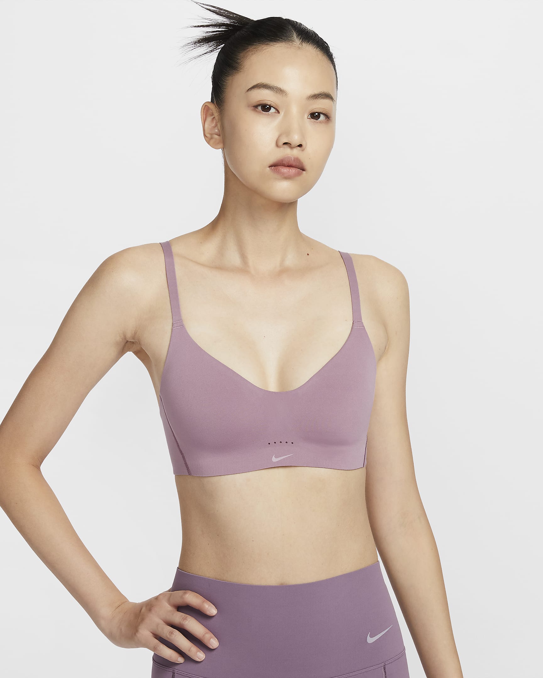 Nike Alate Minimalist Women's Light-Support Padded Convertible Sports Bra - Plum Dust/White