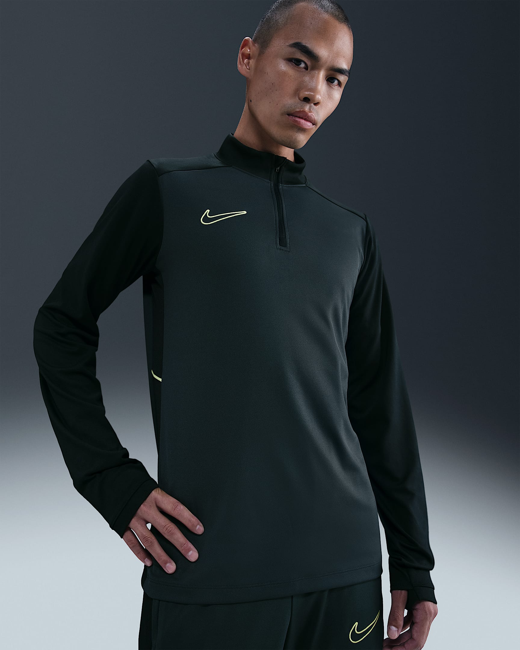 ナイキ アカデミー メンズ Dri-FIT サッカードリルトップ - シーウィード/ブラック/ライムライト