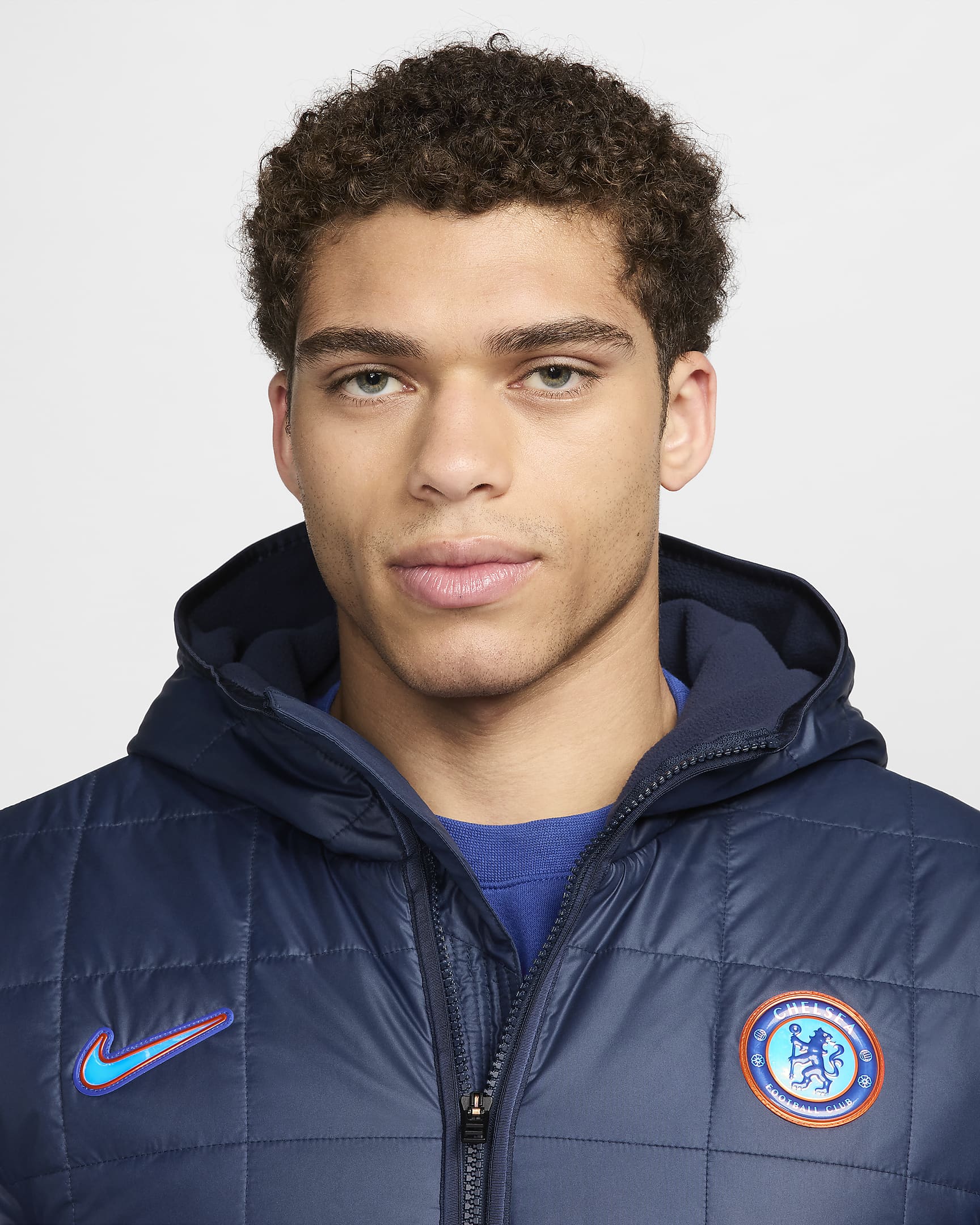 Veste à capuche doublée en Fleece Nike Chelsea FC pour homme - Obsidian/Blanc