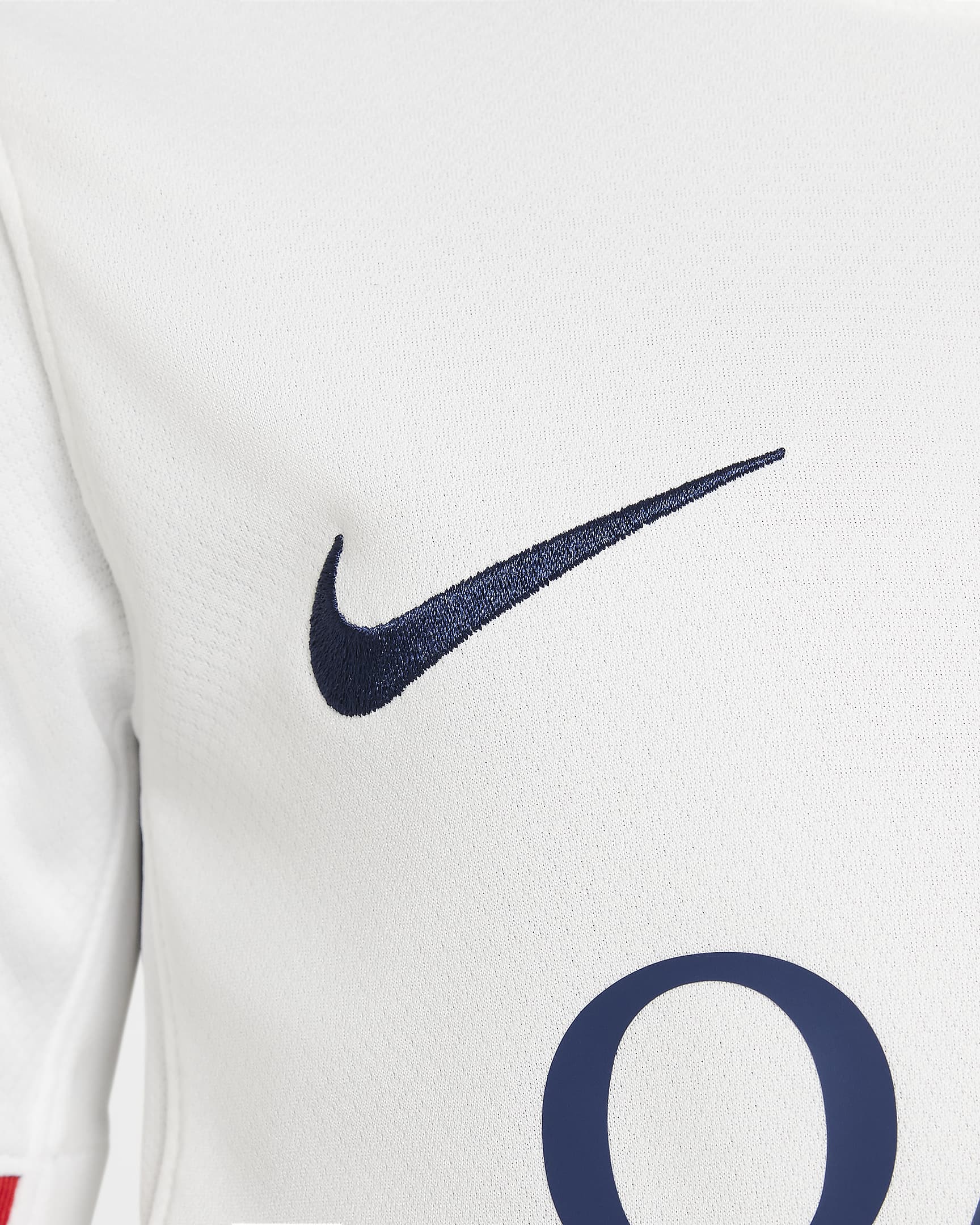 Paris Saint-Germain 2024/25 Stadium Away Nike Replika-Fußballtrikot mit Dri-FIT-Technologie (ältere Kinder) - Weiß/Midnight Navy/University Red/Midnight Navy