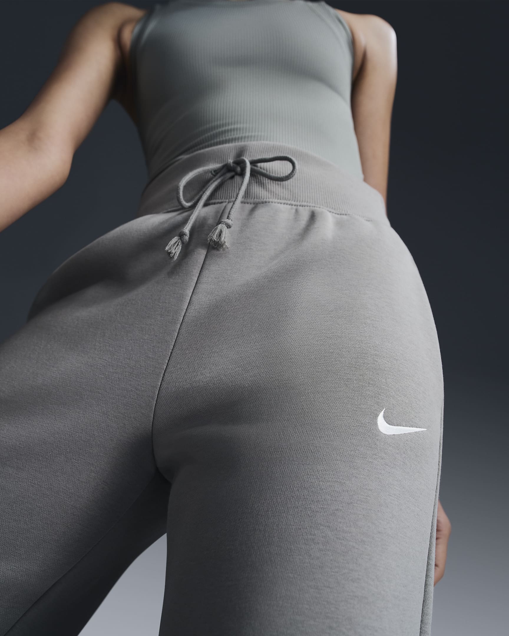 Nike Sportswear Phoenix Fleece Women's High-Waisted Wide-Leg Tracksuit Bottoms - Light Army/Sail