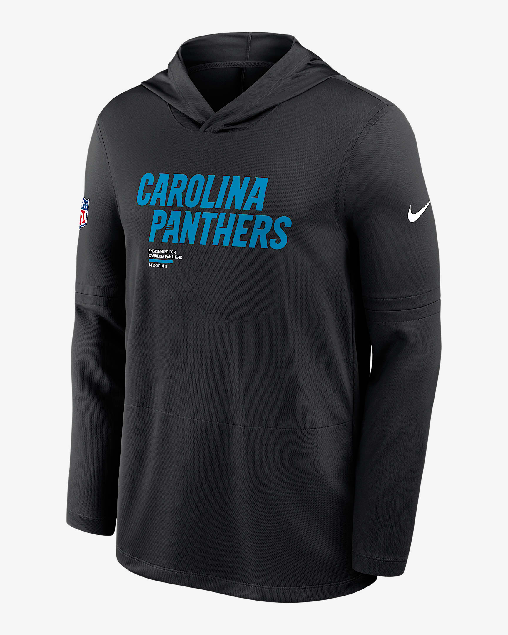 Playera de manga larga Nike Dri-FIT de la NFL con gorro para hombre Carolina Panthers Pure Fury Sideline - Negro